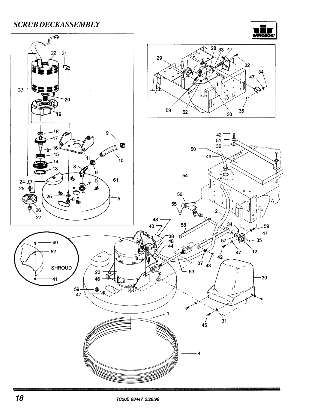 Windsor TCZOE operating instructions Scrub Deckassembly 