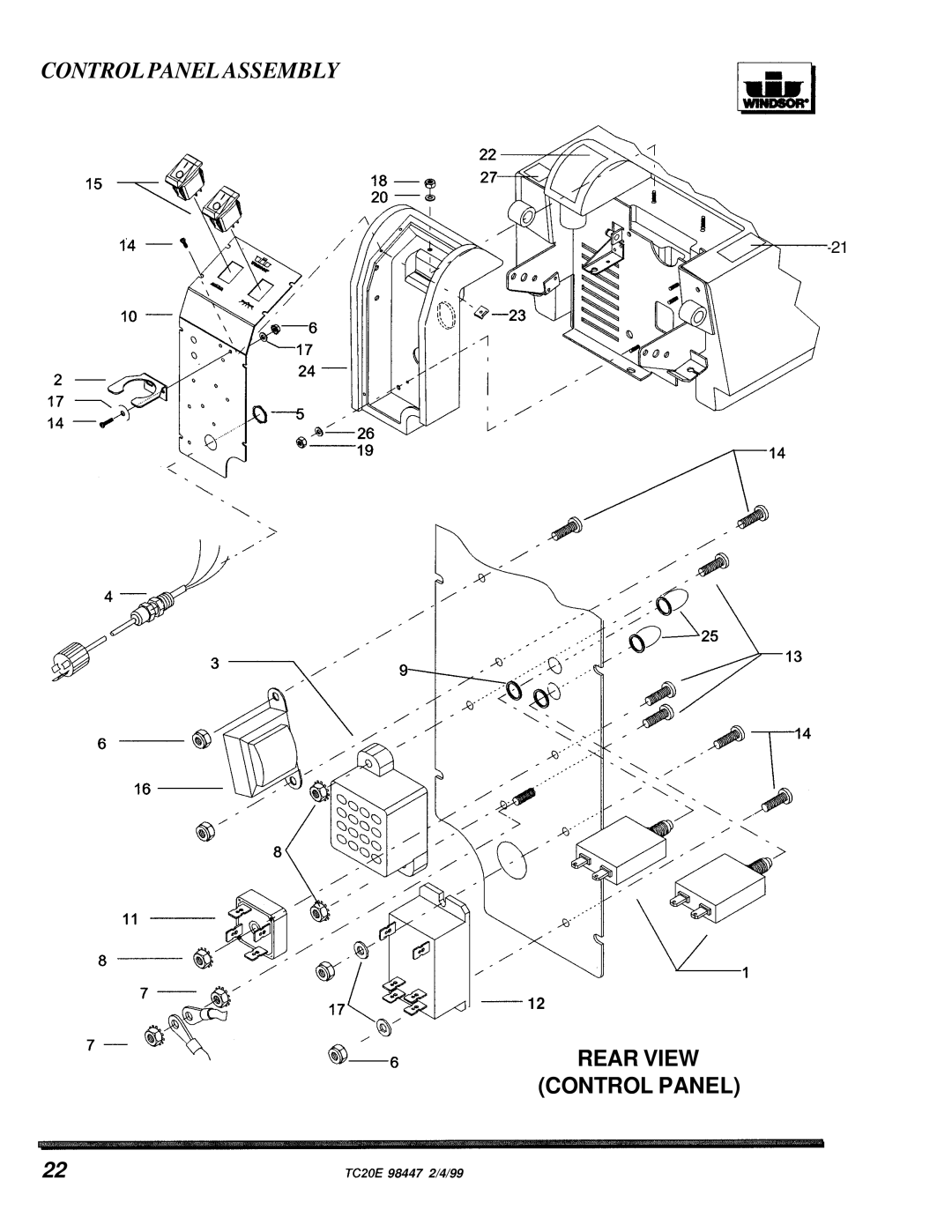 Windsor TCZOE operating instructions Control Panel Assembly 