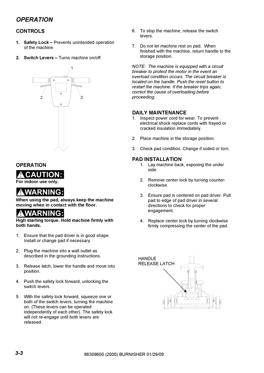 Windsor UB2000F, LB2000IA manual Controls 