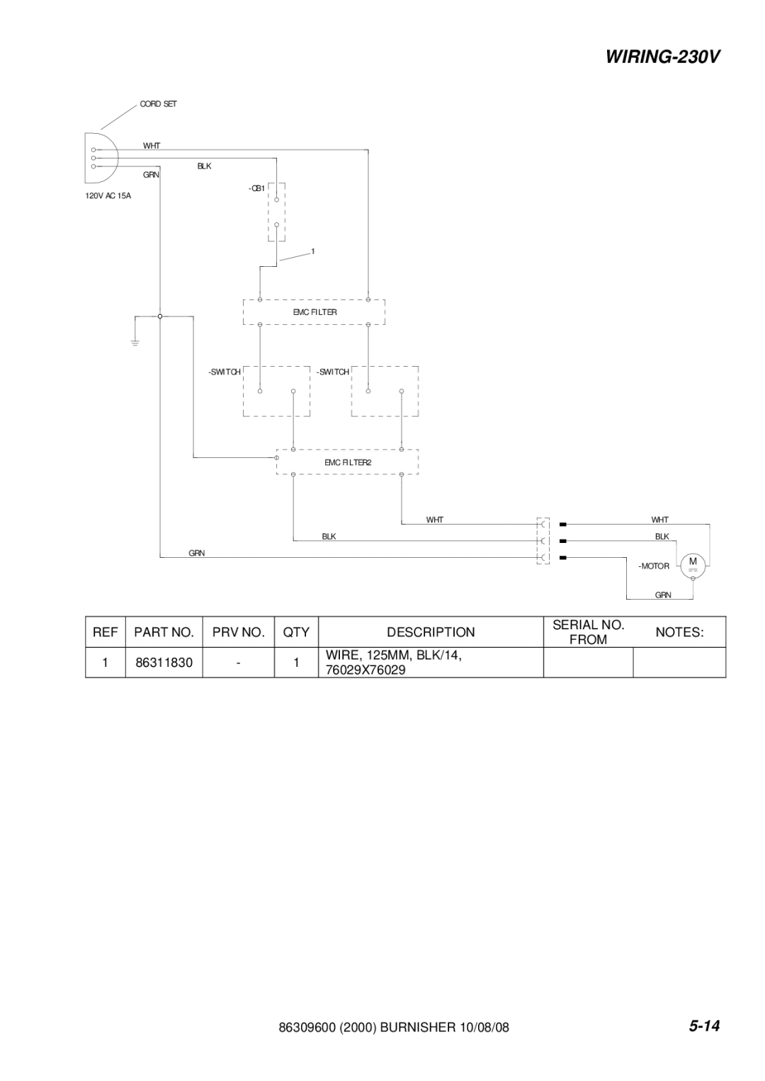 Windsor LB2000IA, UB2000F manual WIRING-230V 