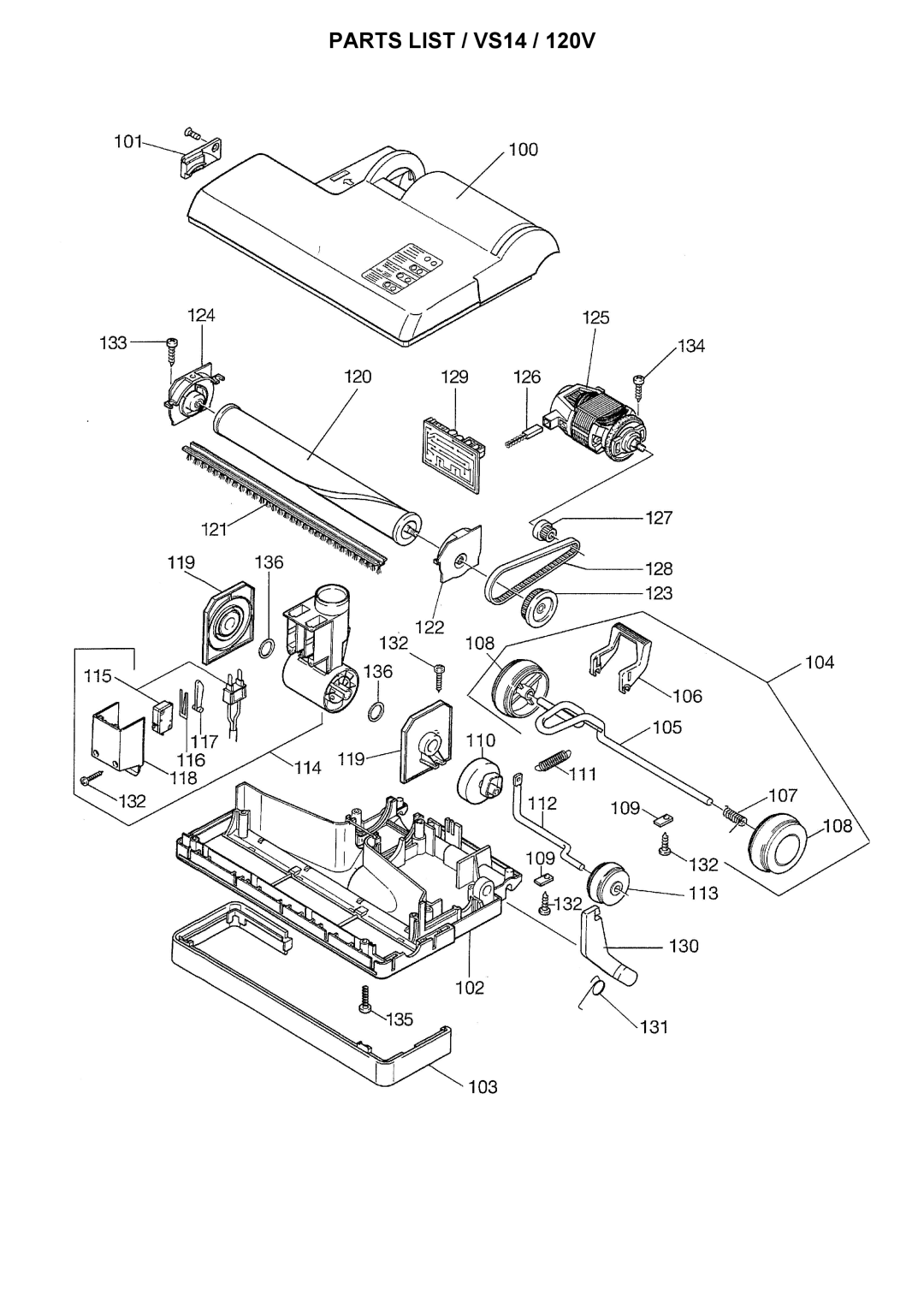 Windsor VS18, 10120340, 10120360 manual Parts List / VS14 