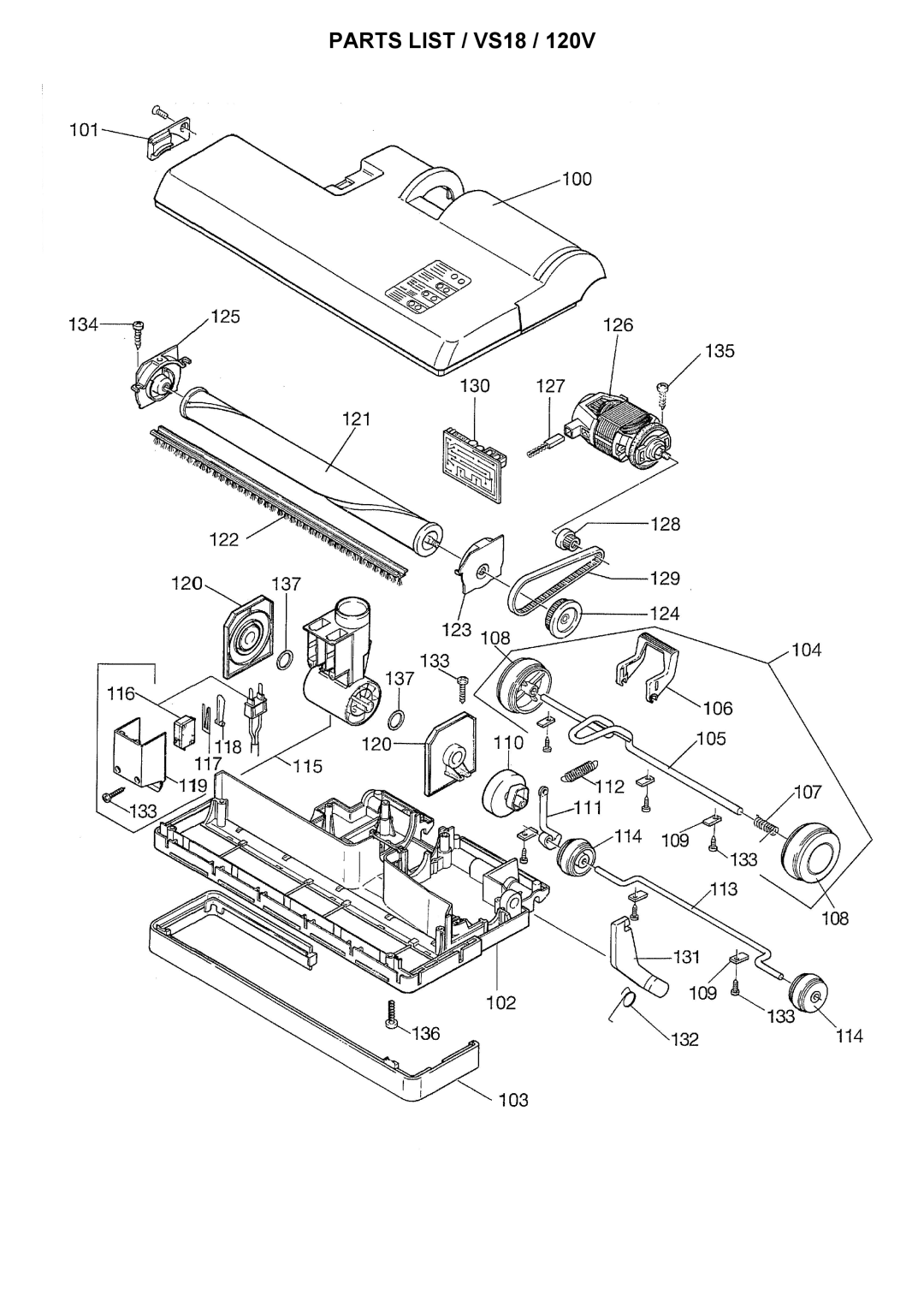 Windsor 10120340, VS14, 10120360 manual Parts List / VS18 