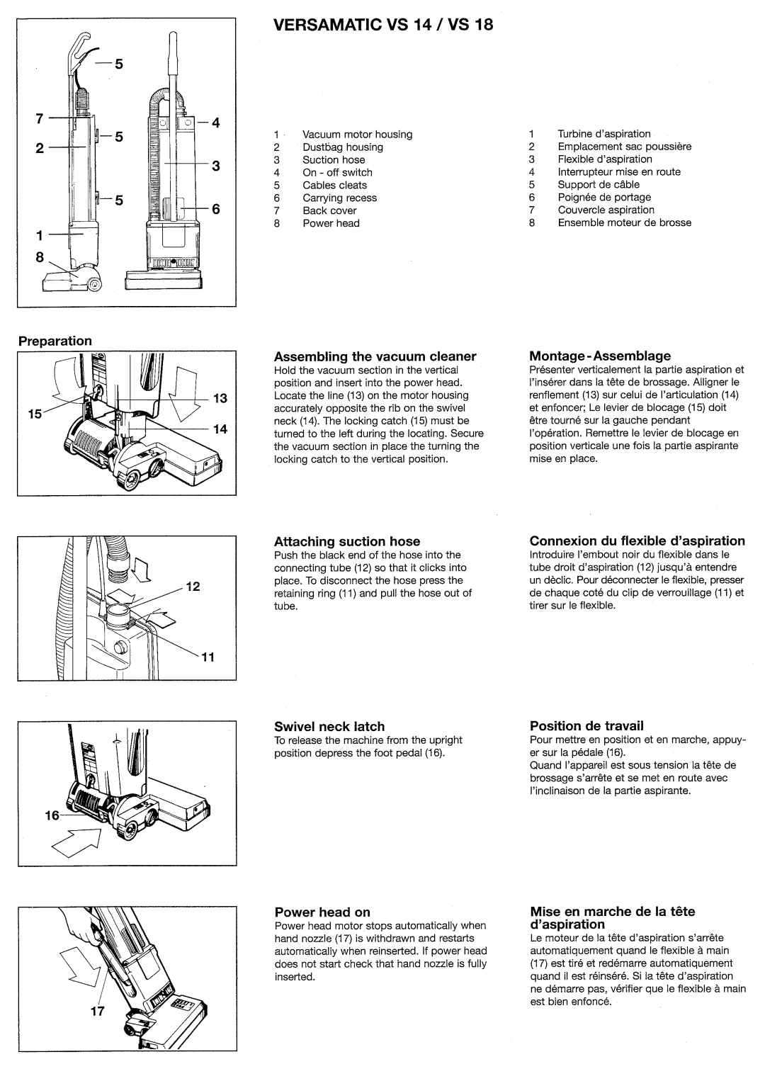 Windsor VS18, VS14, 10120340, 10120360 manual 