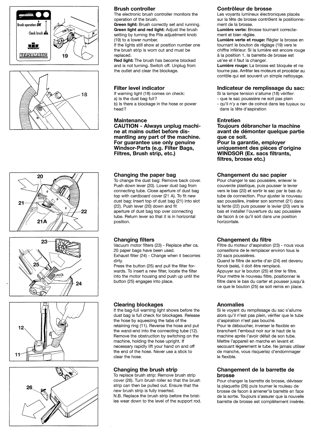 Windsor VS14, VS18, 10120340, 10120360 manual 