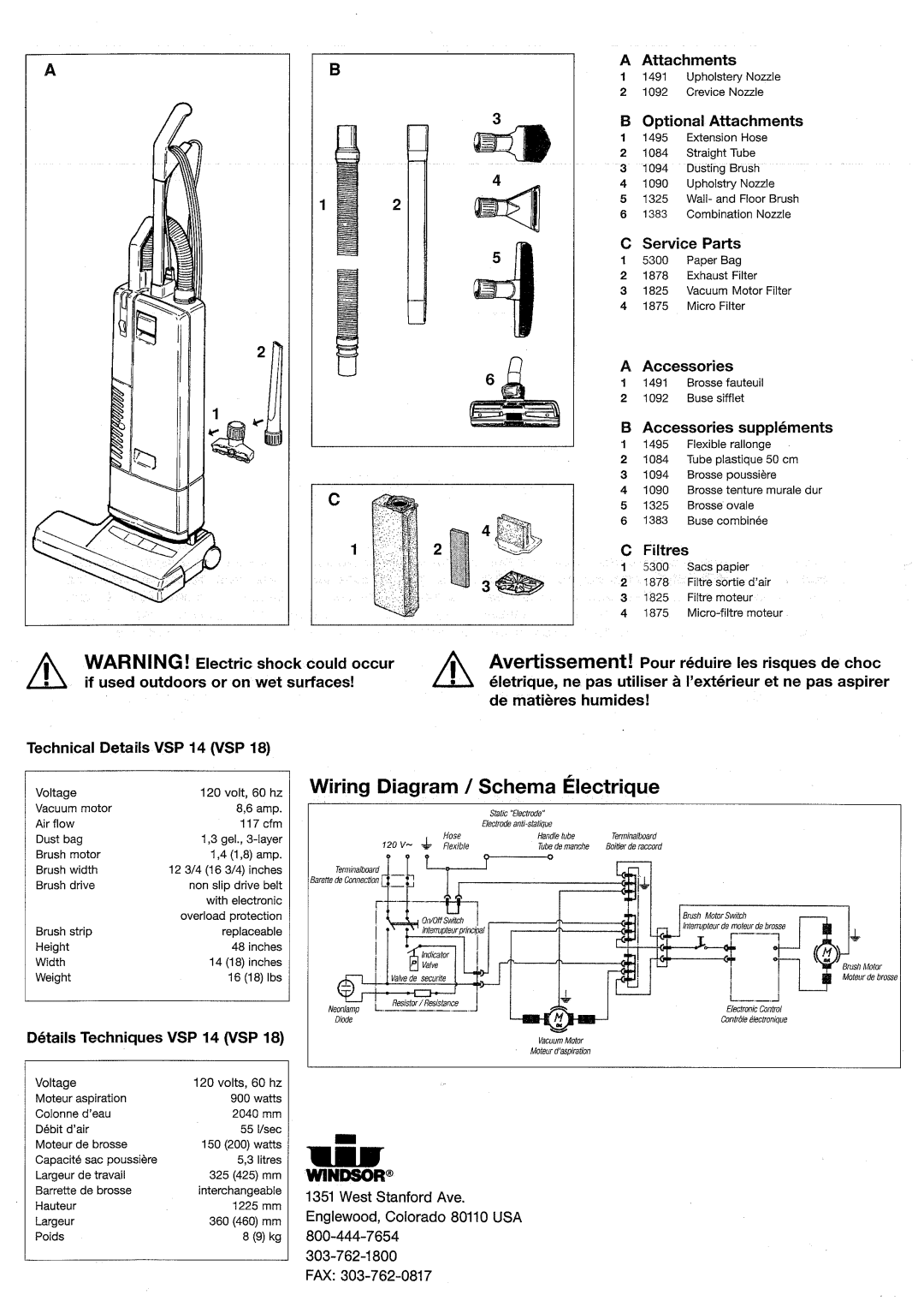 Windsor VSP14, 10120400, VSP18, 10120380 manual 