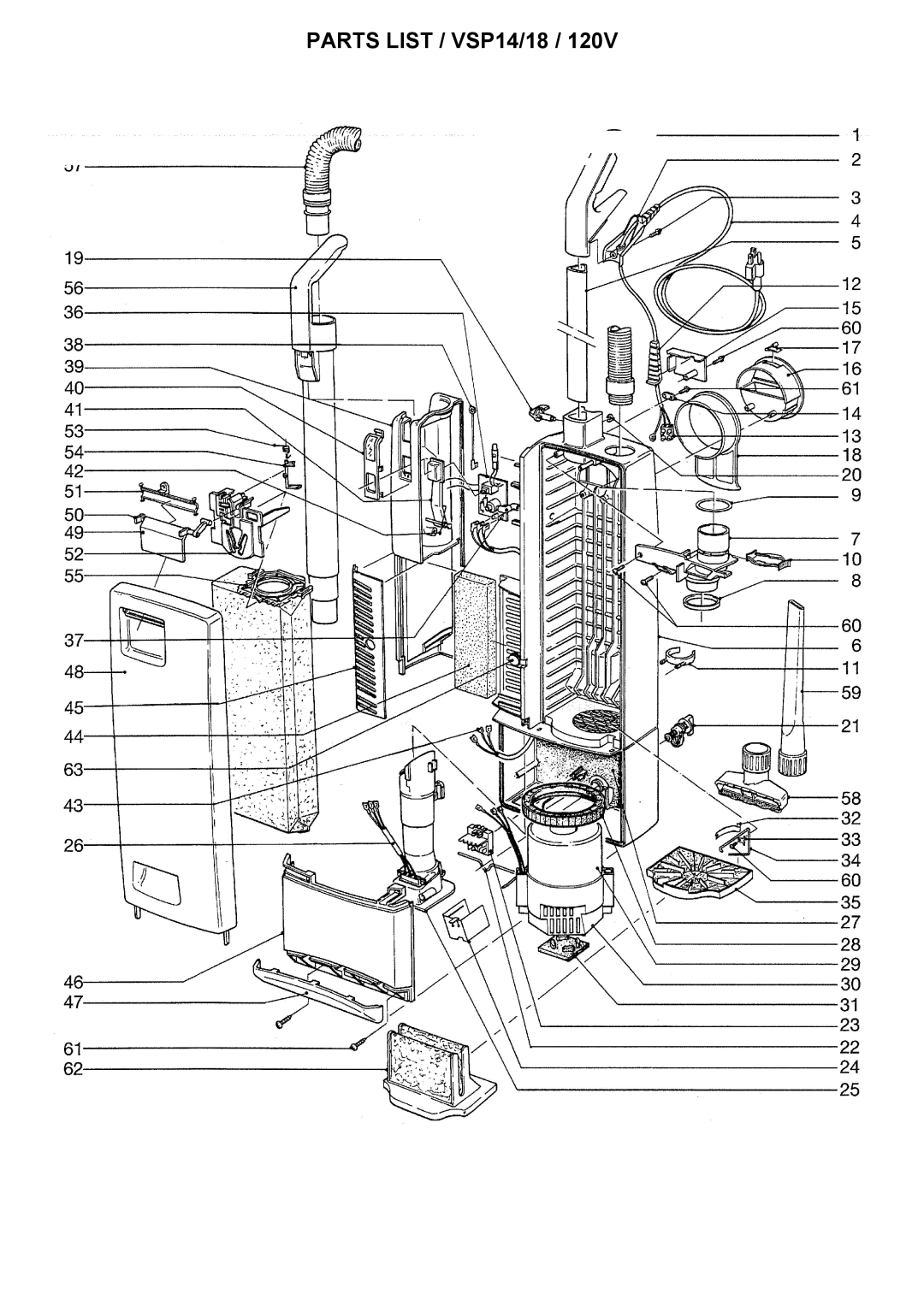 Windsor VSP18, 10120400, 10120380 manual Parts List / VSP14/18 