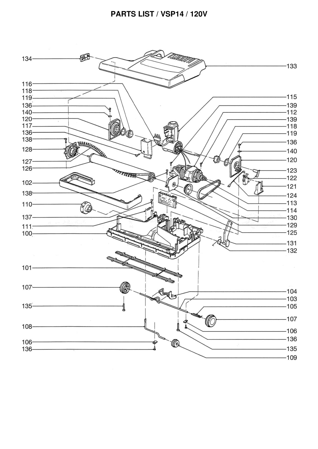 Windsor 10120400, VSP18, 10120380 manual Parts List / VSP14 