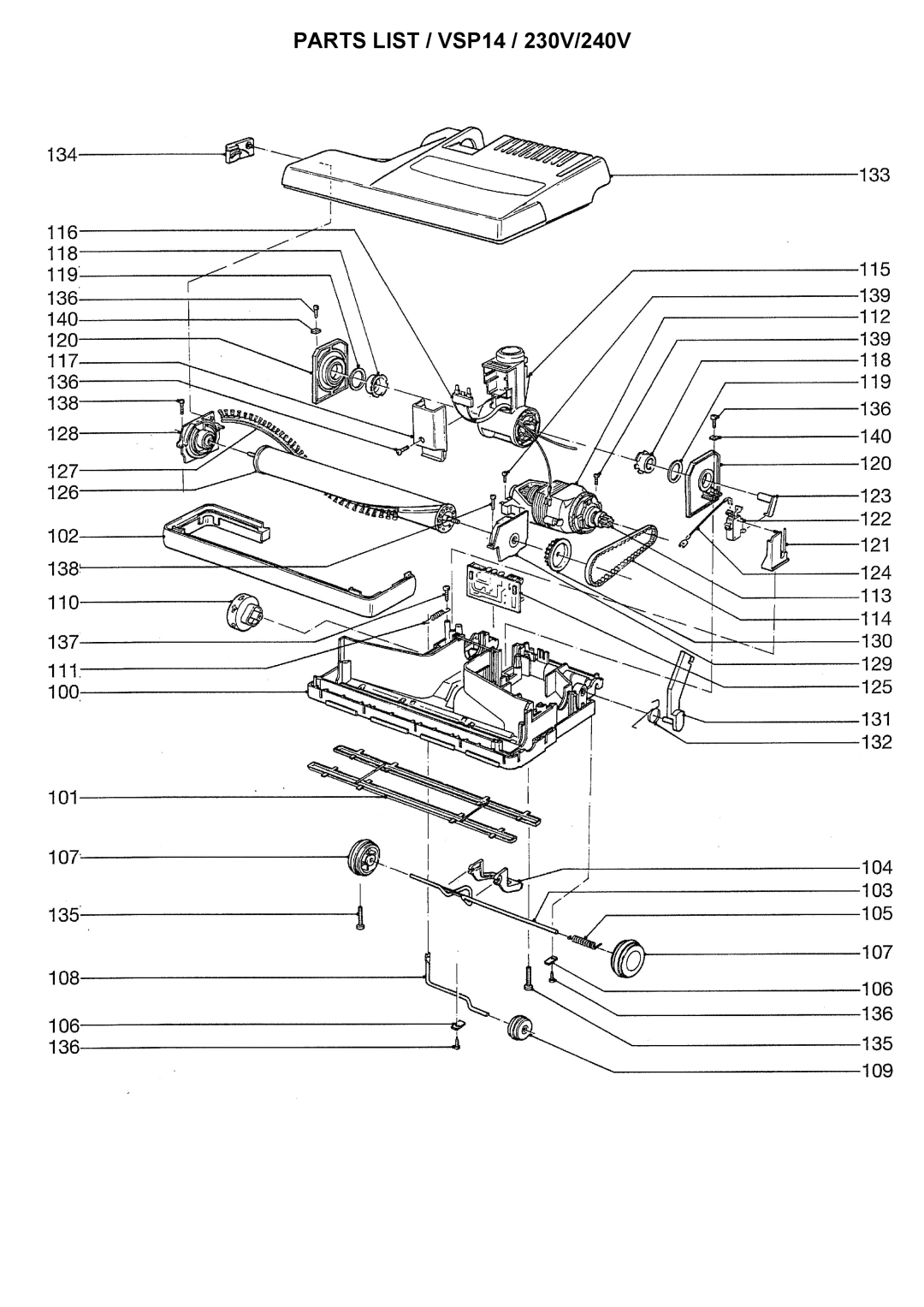 Windsor 10120390, VSP14I, VSP18I manual Parts List / VSP14 / 230V/240V 