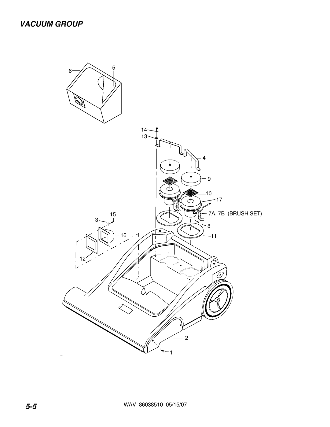 Windsor WAV 10125050 operating instructions Vacuum Group 