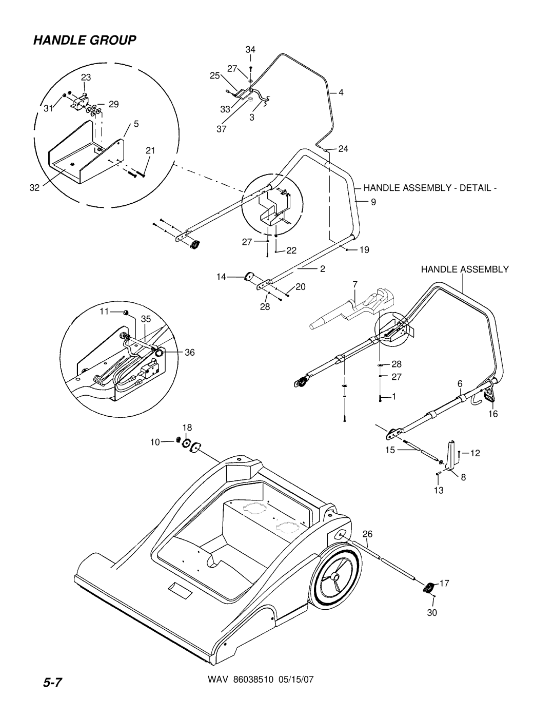 Windsor WAV 10125050 operating instructions Handle Group 