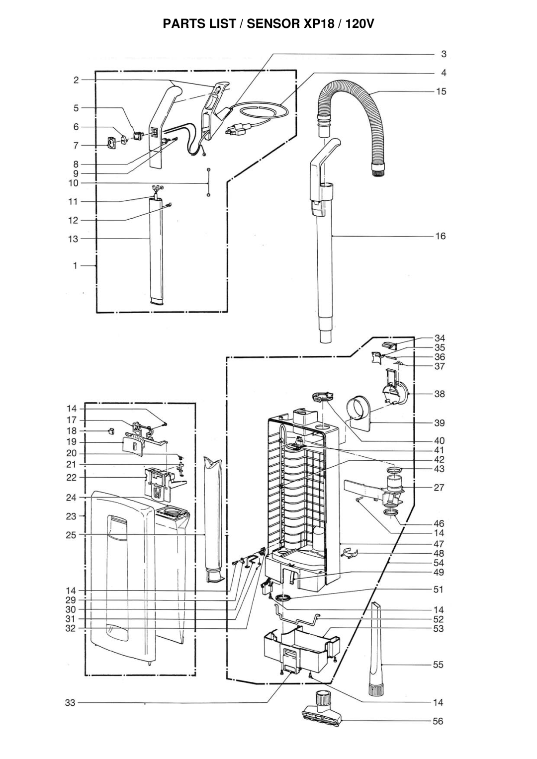 Windsor XP 18, SRXP18, 10120300 manual Parts List / Sensor XP18 