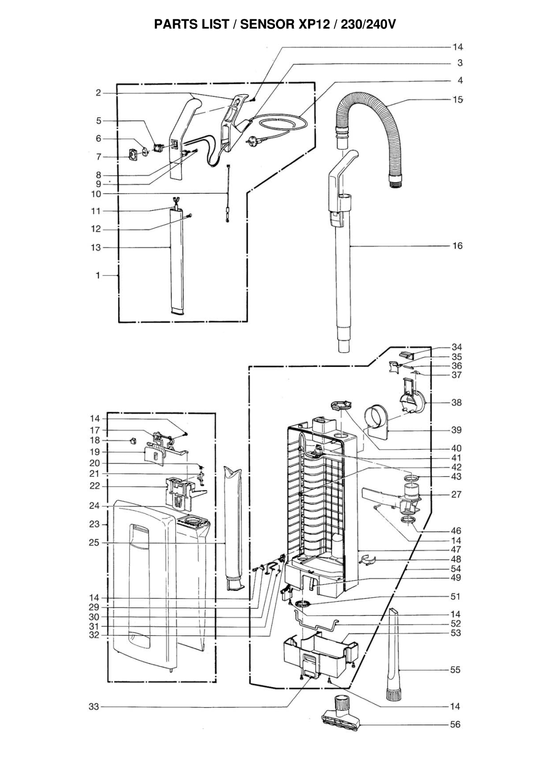 Windsor SRXP12IA, 10120260 manual Parts List / Sensor XP12 / 230/240V 