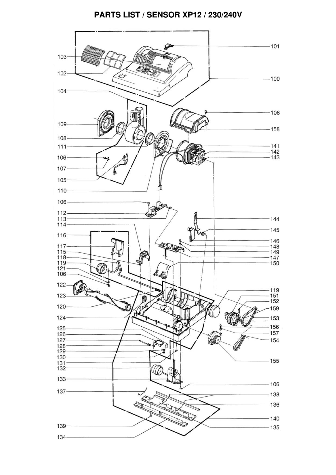 Windsor 10120260, SRXP12IA manual Parts List / Sensor XP12 / 230/240V 