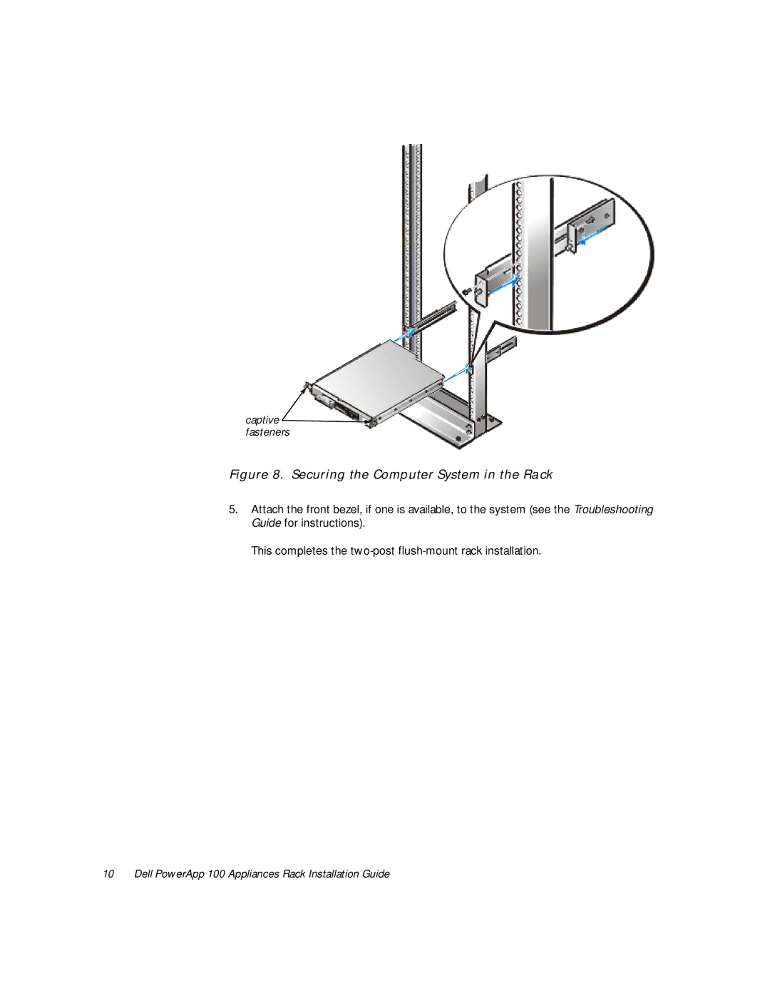 Windster 100 manual Securing the Computer System in the Rack 