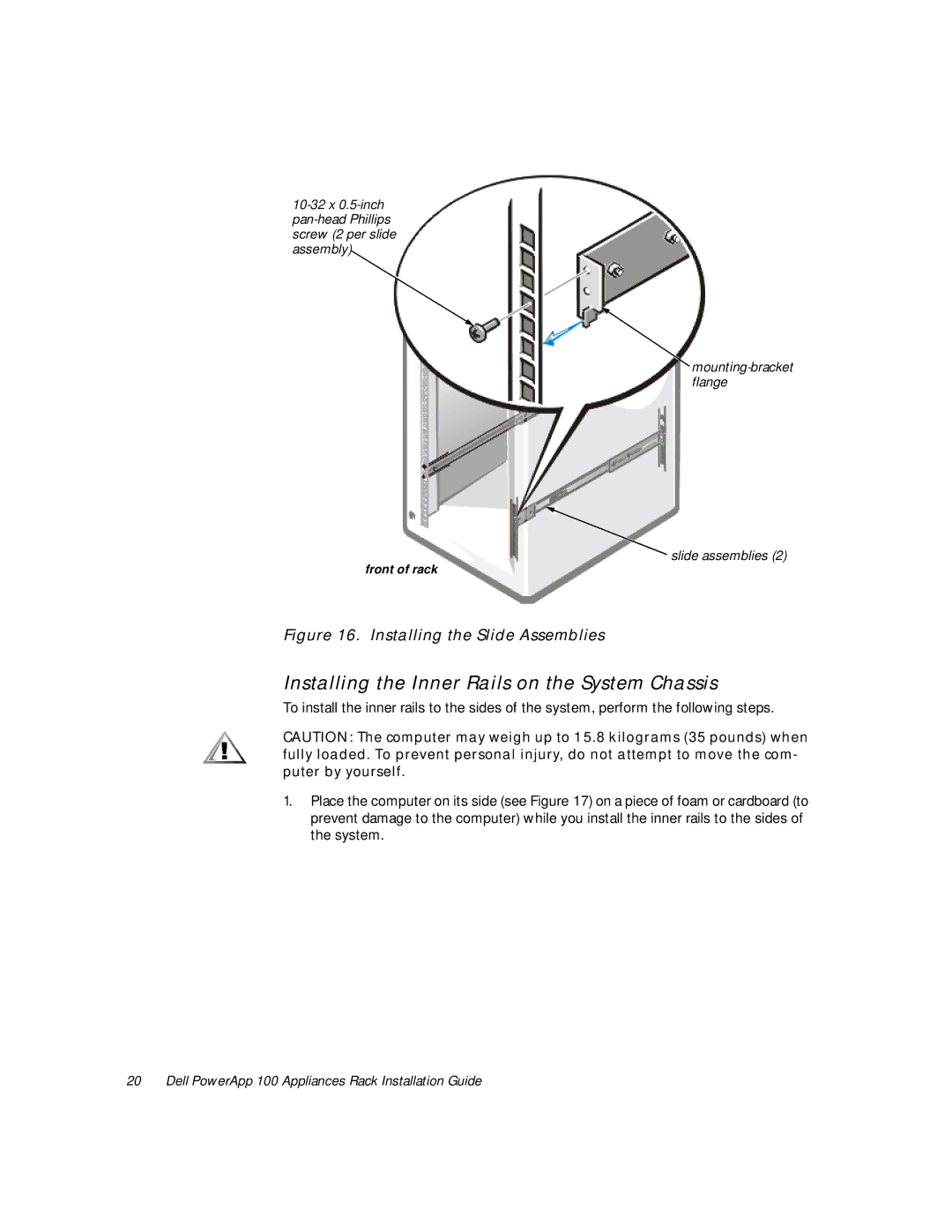 Windster 100 manual Installing the Slide Assemblies 