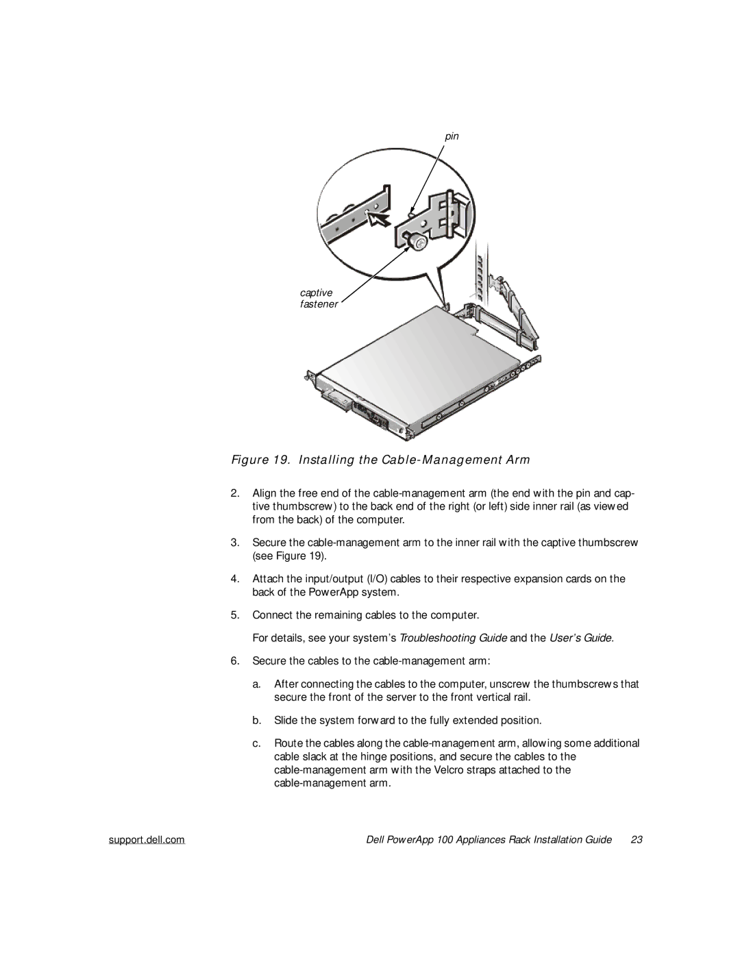 Windster 100 manual Installing the Cable-Management Arm 