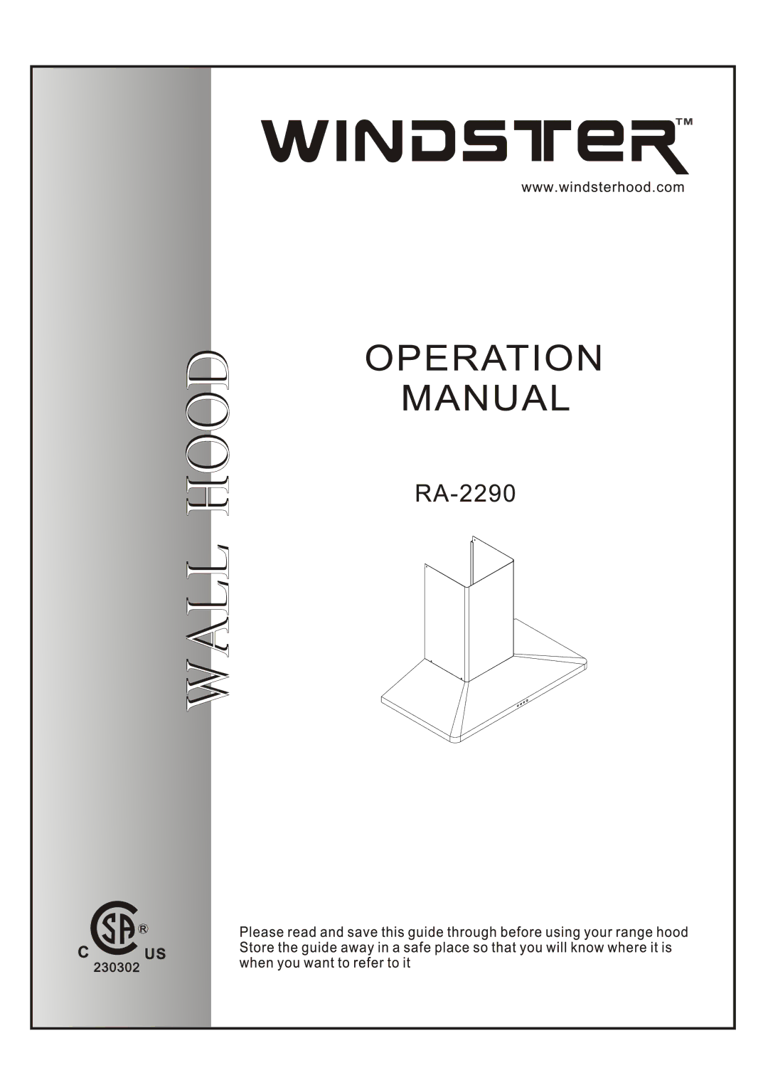 Windster RA-2290 manual 