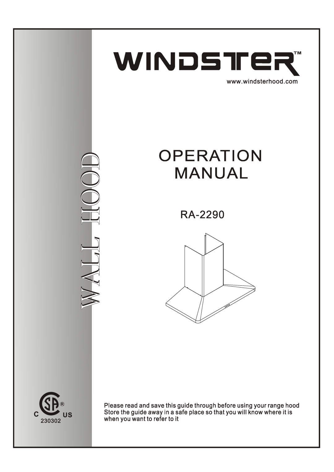Windster RA-2290 manual 