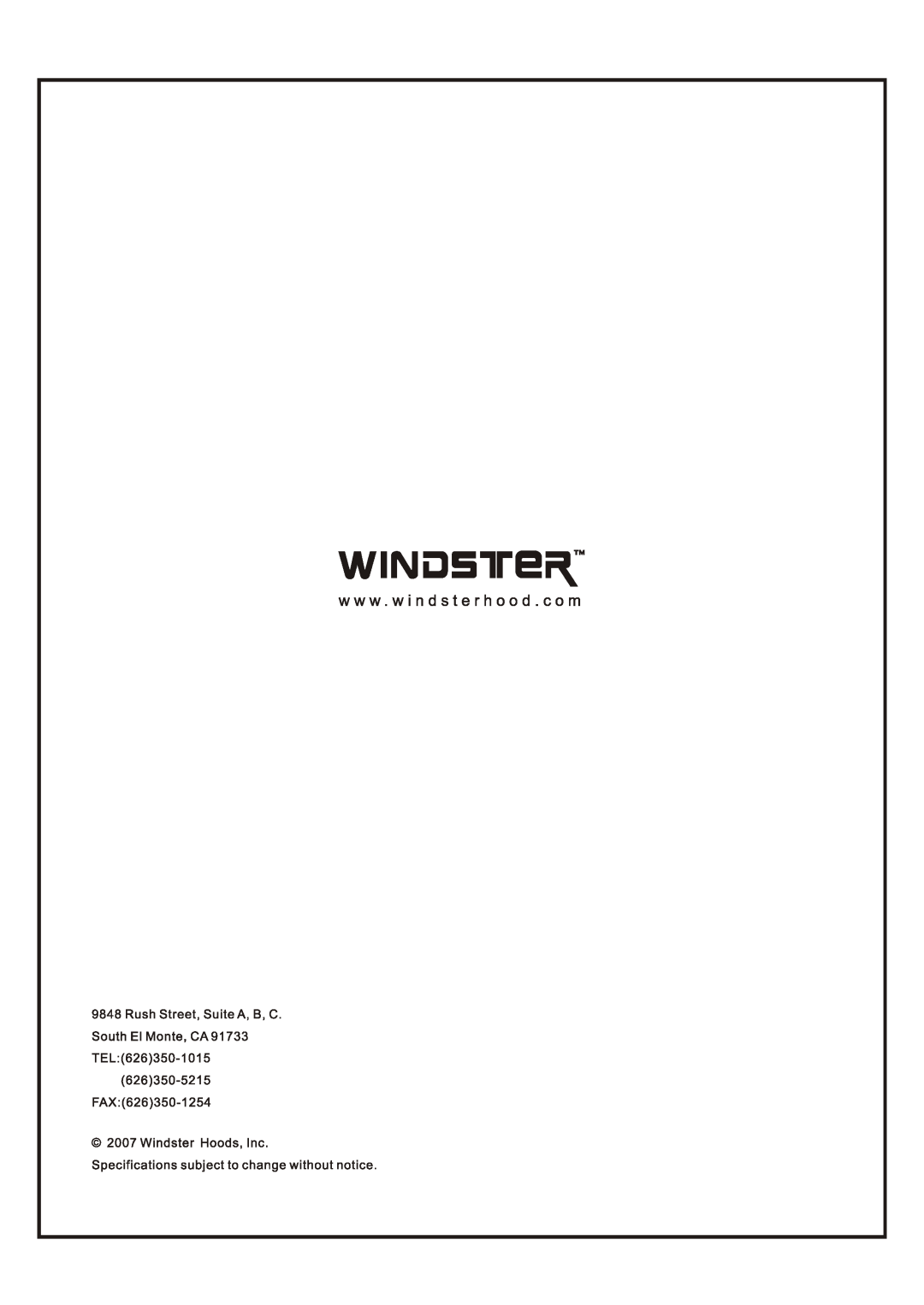 Windster RA-2290 manual 
