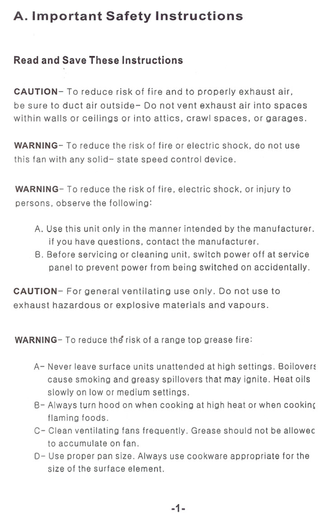 Windster RA.3130/3136, RA.3030/3036 operation manual Important Safety Instructions, Read and Save These Instructions 