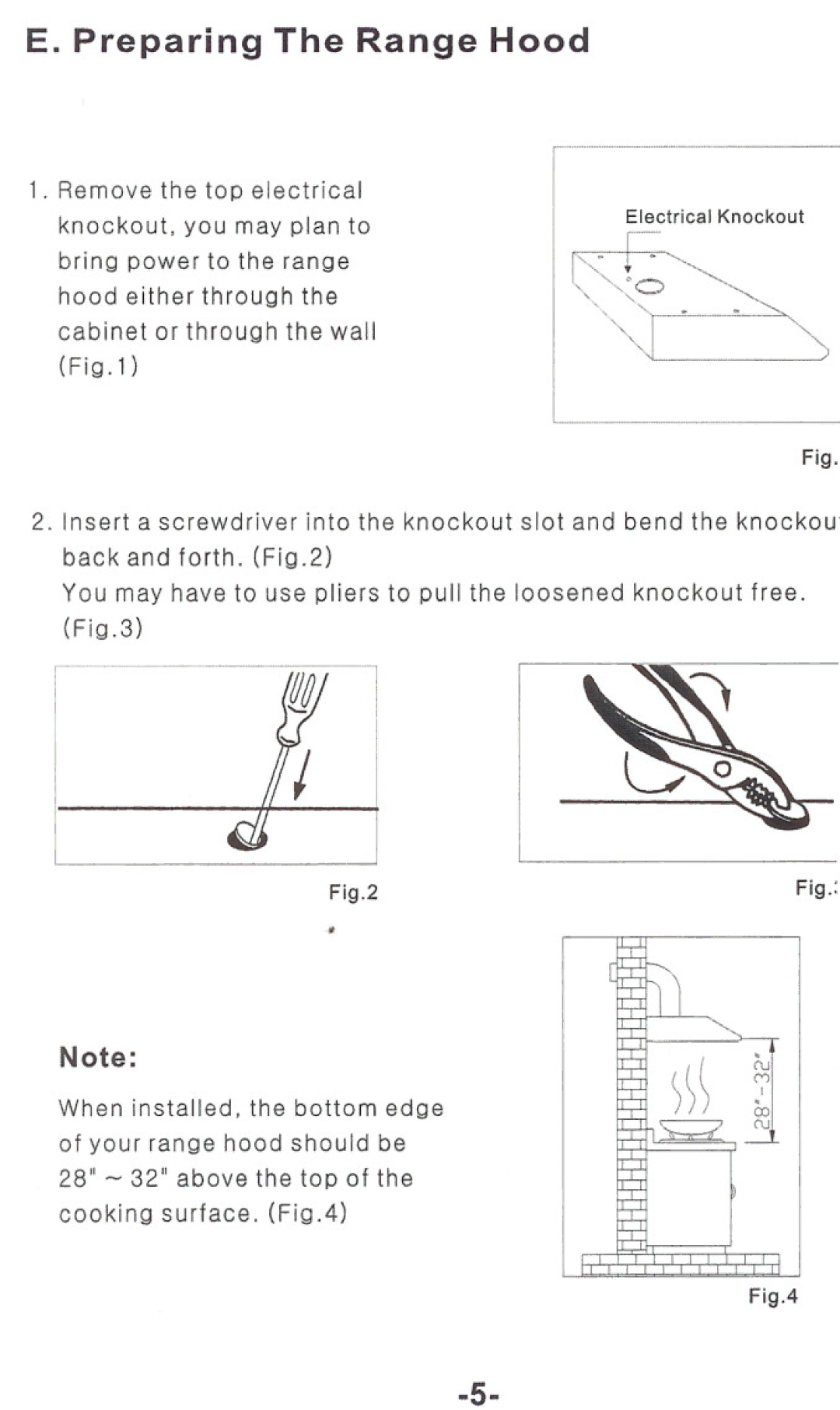 Windster RA.3130/3136, RA.3030/3036 operation manual ~~~ ~, Preparing The Range Hood 