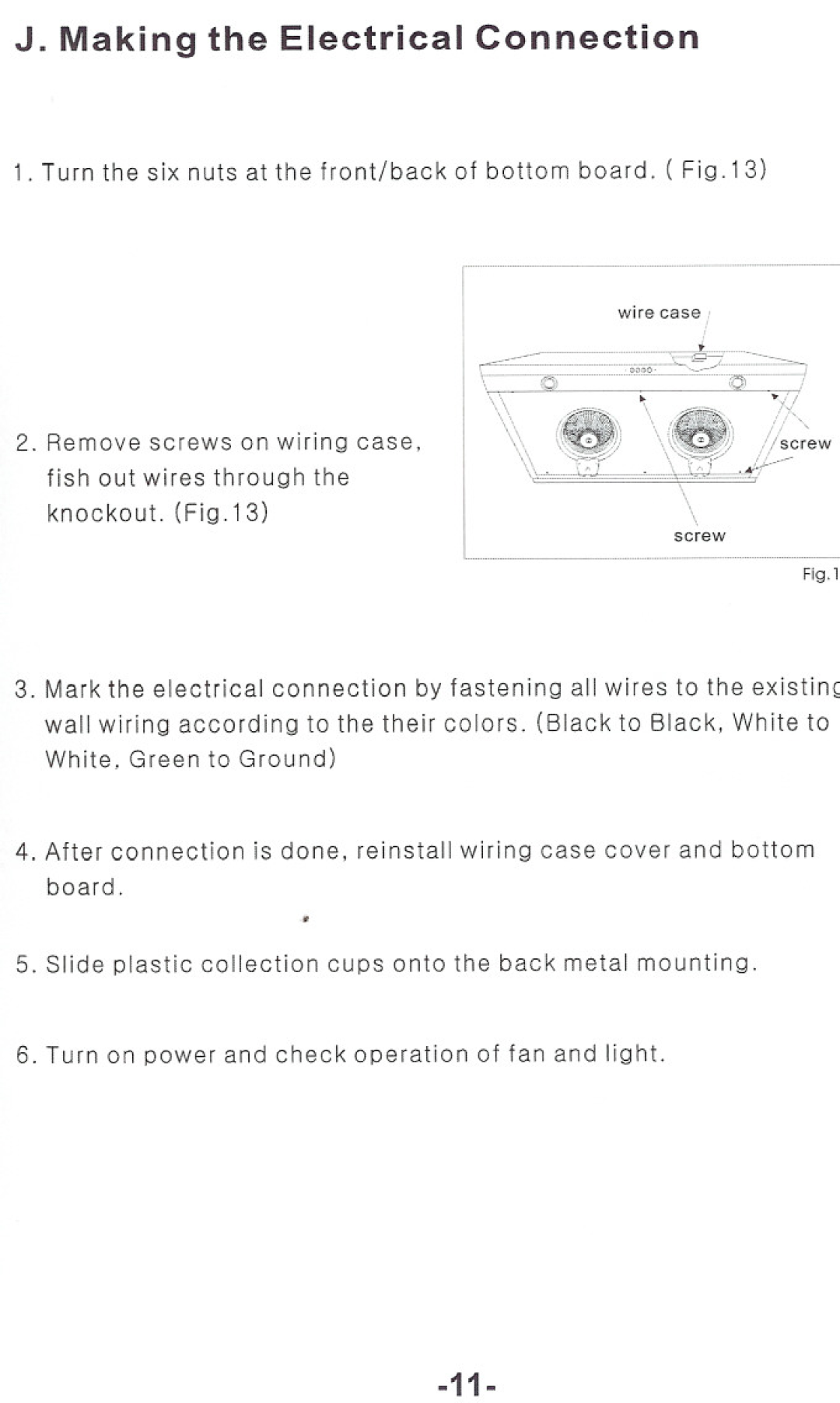 Windster RA.3130/3136, RA.3030/3036 operation manual J. Making the Electrical Connection, screw 
