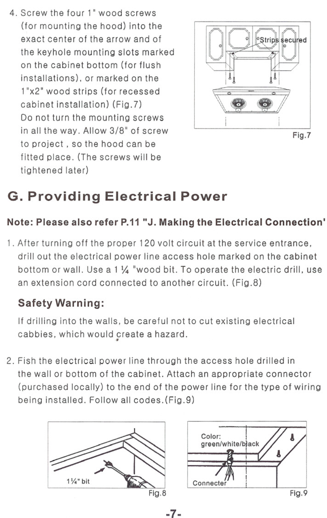 Windster RA.3130/3136, RA.3030/3036 operation manual G. Providing Electrical Power, Safety Warning 