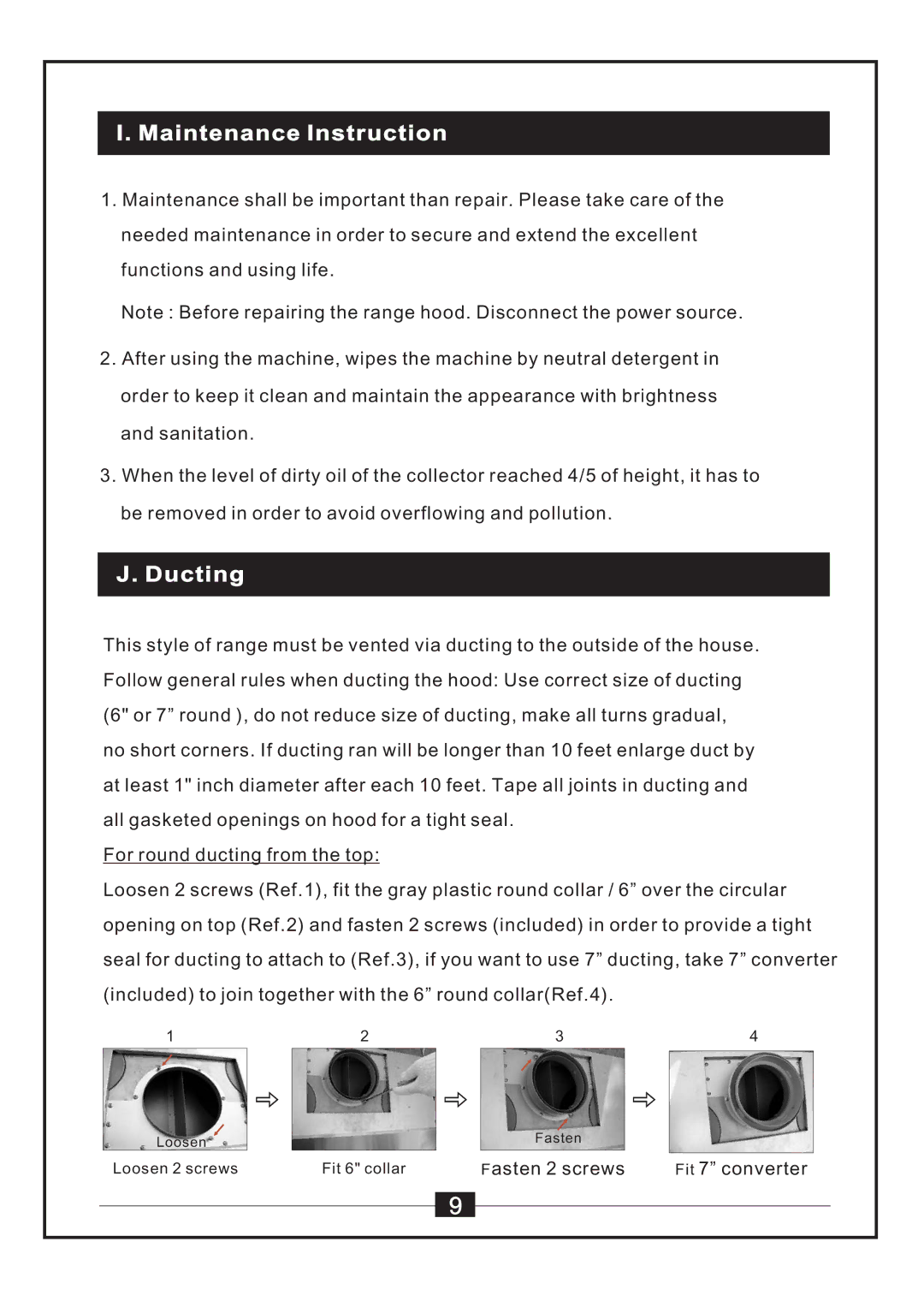 Windster WS-38 manual Maintenance Instruction, Ducting 