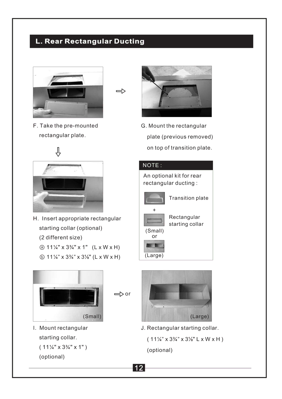 Windster WS-38 manual Rear Rectangular Ducting 