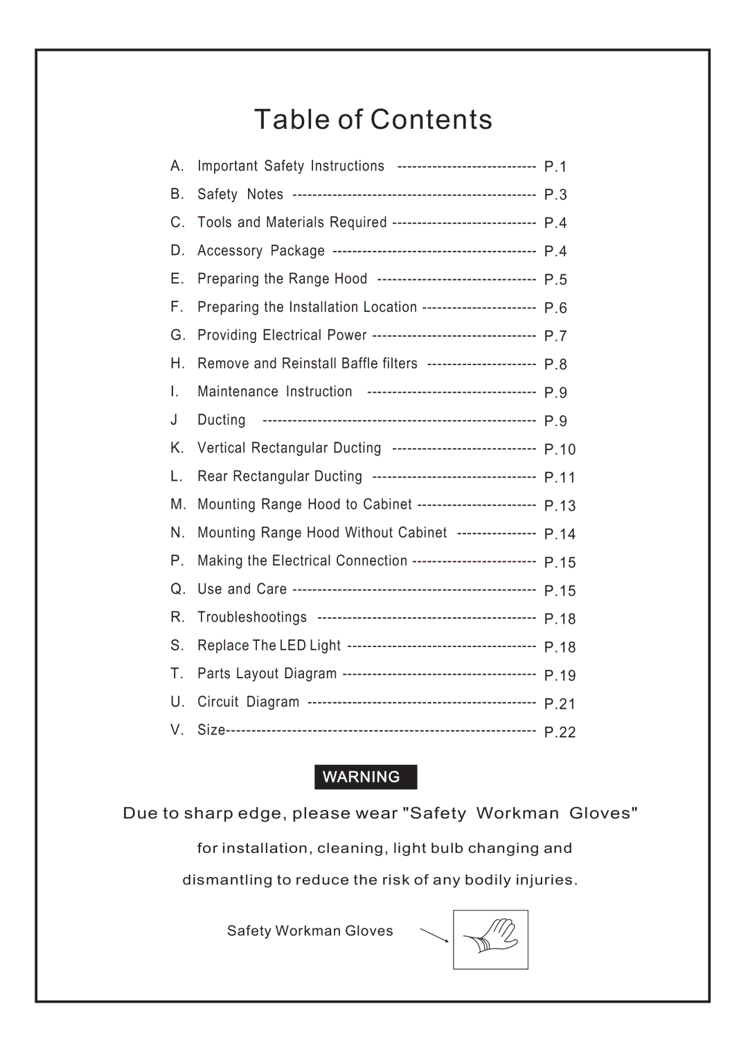 Windster WS-38 manual Table of Contents 