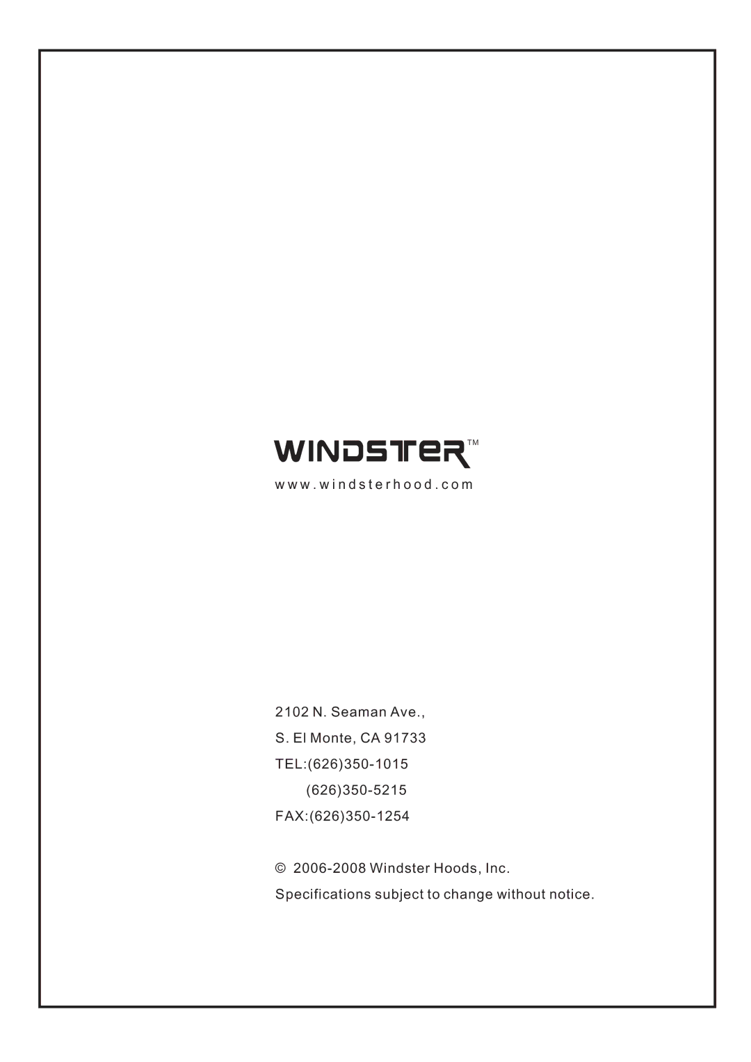 Windster WS-38 manual Windstertm 