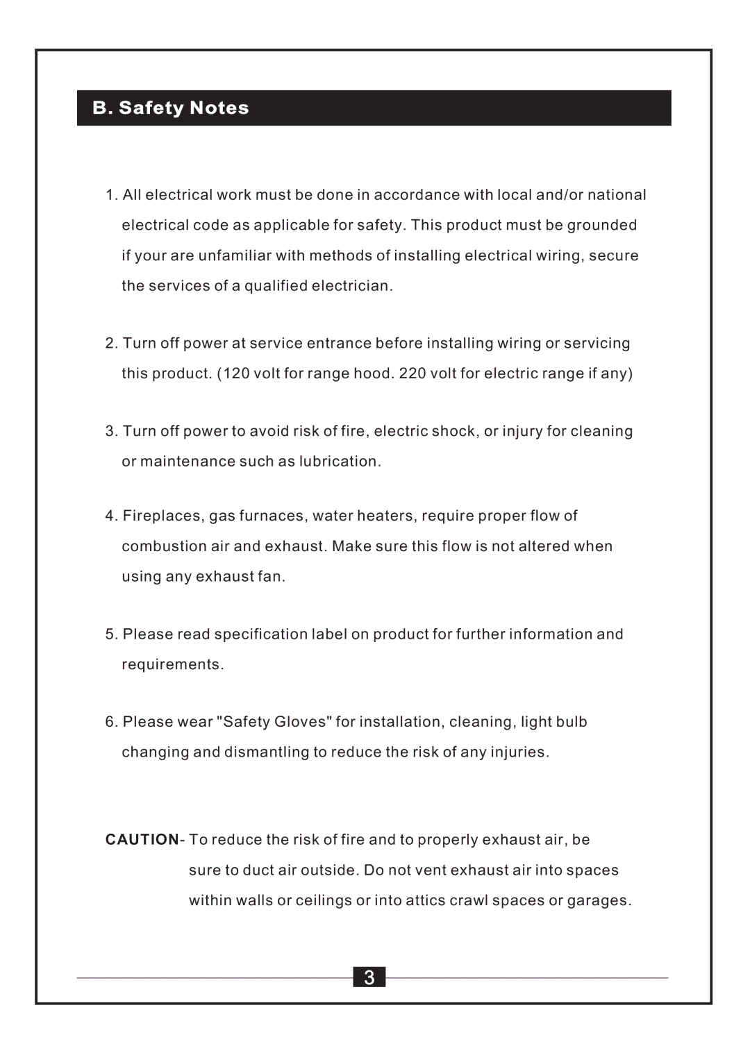 Windster WS-38 manual Safety Notes 