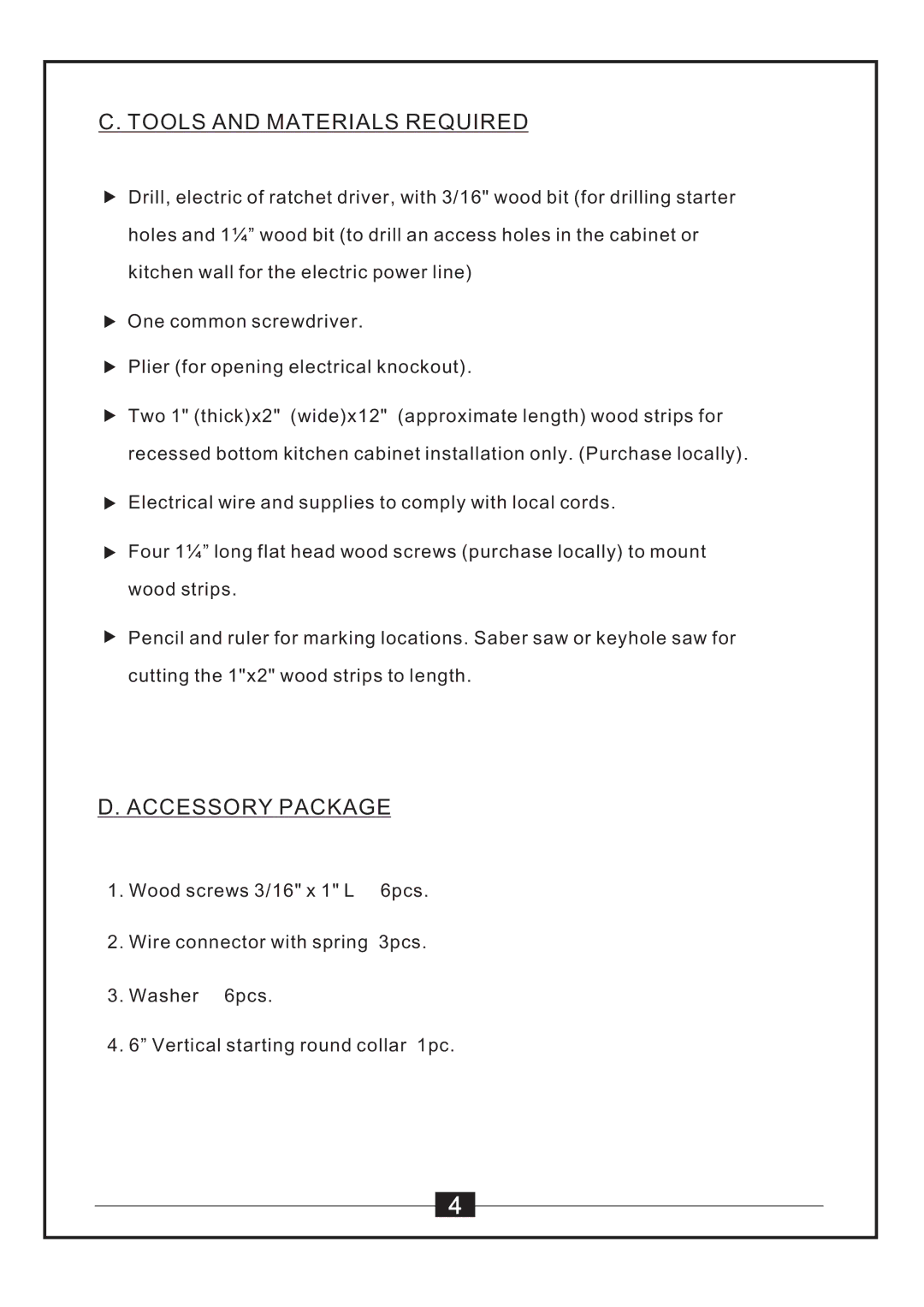 Windster WS-55 SERIES manual Toolsandmaterialsrequired, Accessorypackage 