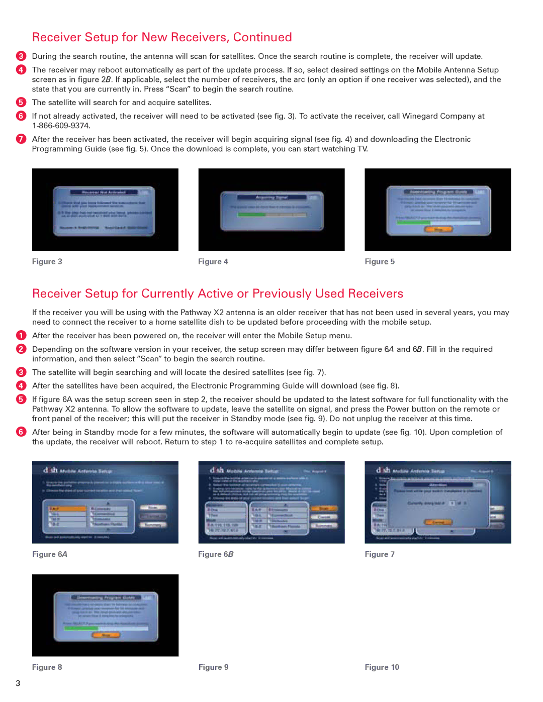 Winegard 2452292 instruction manual Receiver Setup for New Receivers 