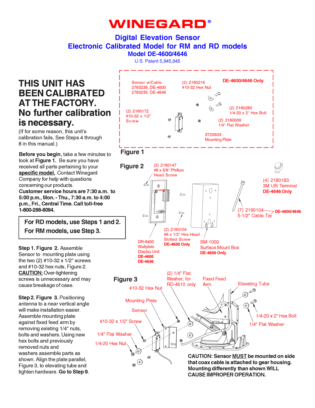 Winegard DE-4646, DE-4600 manual Winegard, For RD models, use Steps 1 and 2. For RM models, use Step 