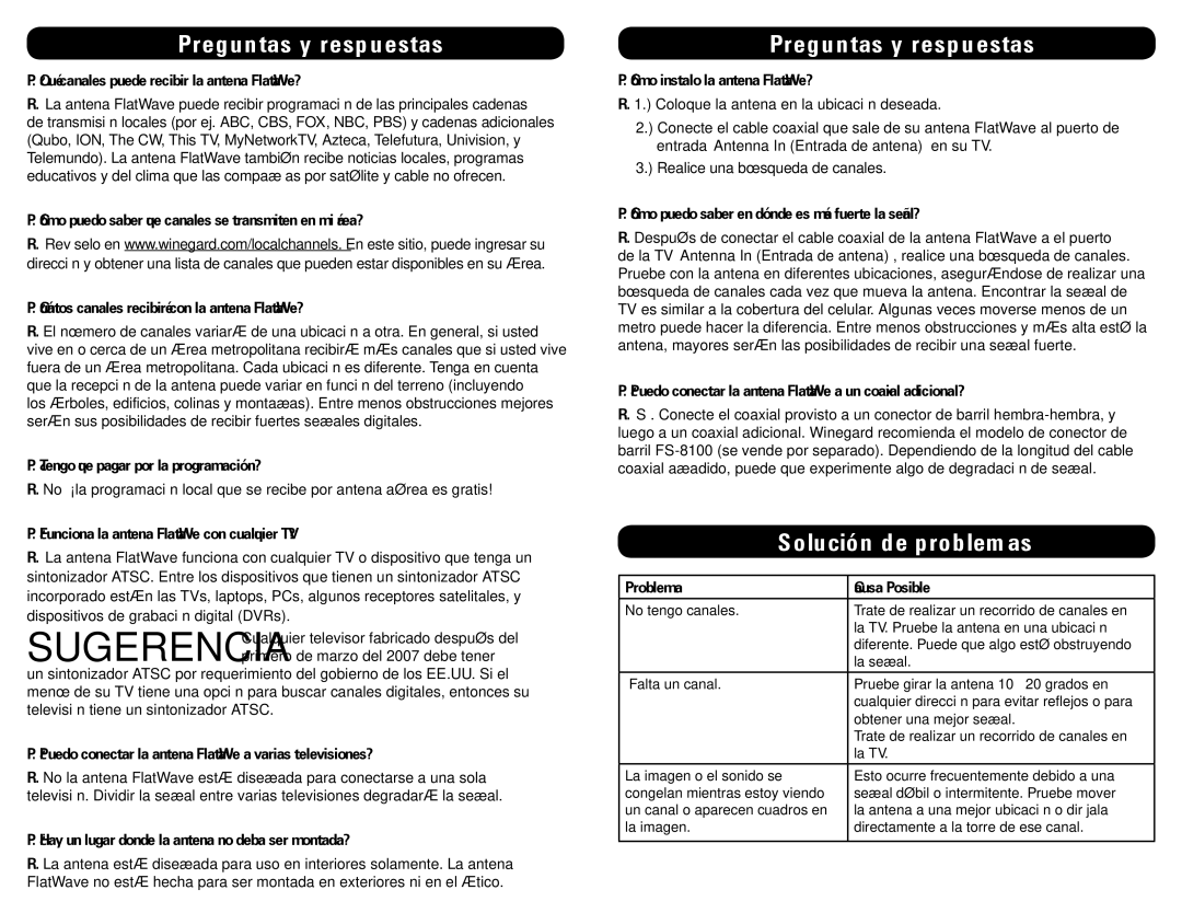 Winegard FL-5000 specifications Preguntas y respuestas, Solución de problemas 