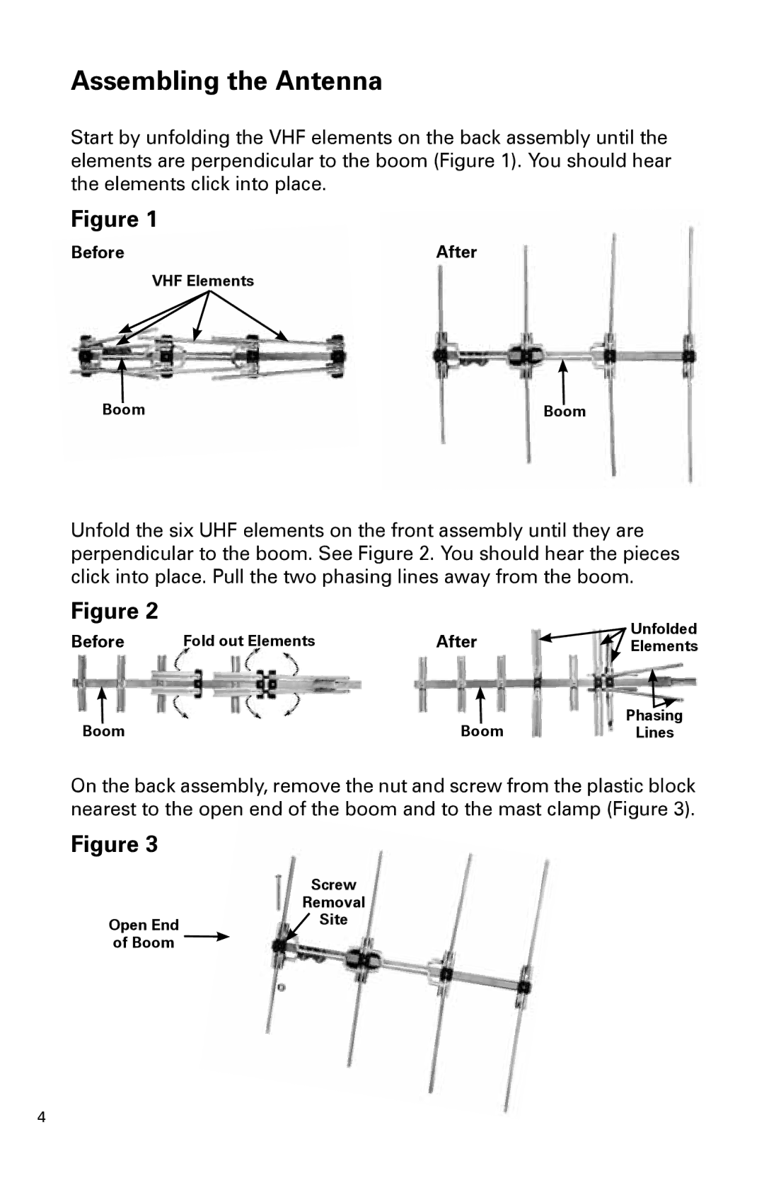 Winegard FVHD45C, FV-HD45 installation instructions Assembling the Antenna 