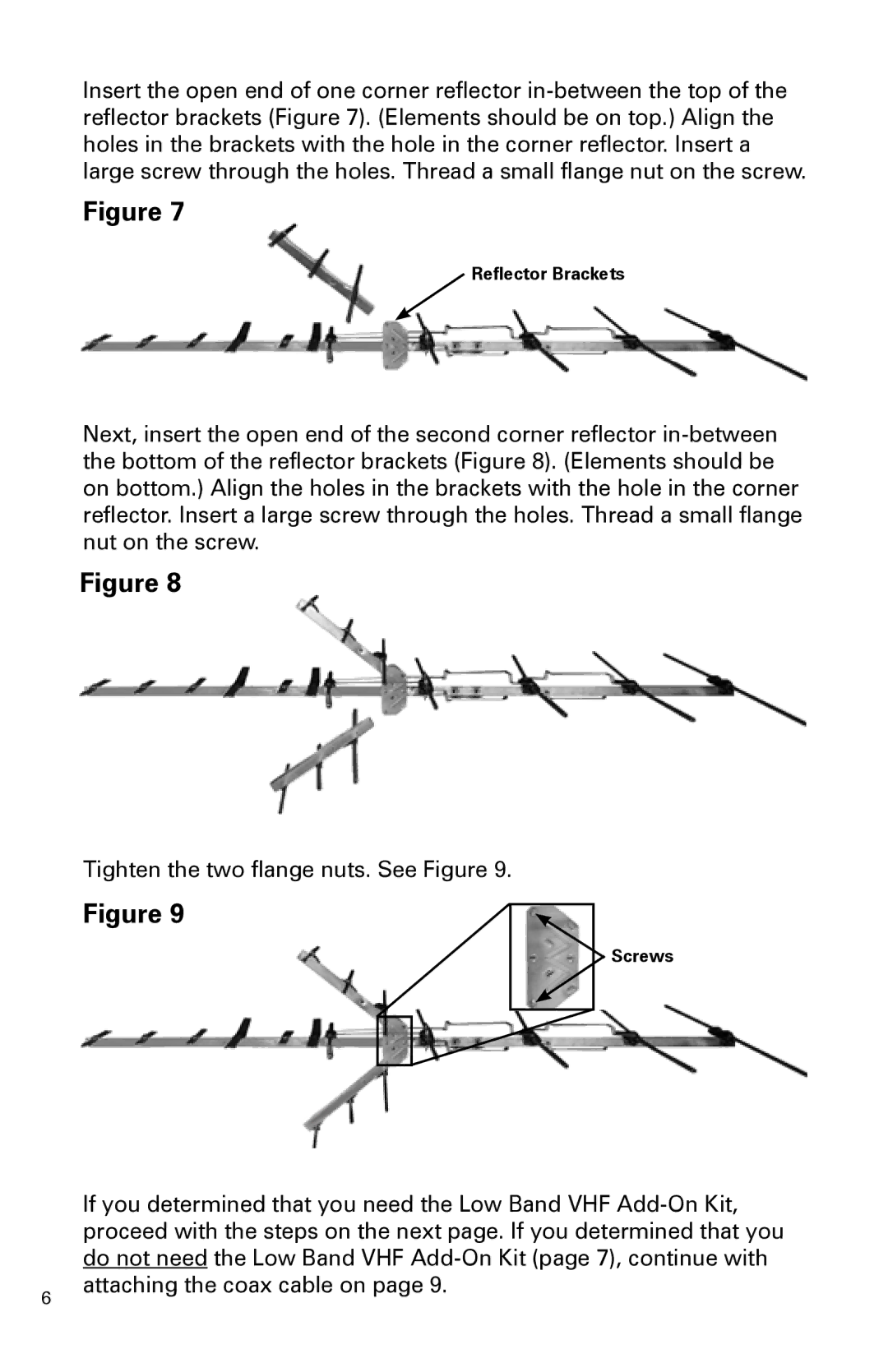 Winegard FVHD45C, FV-HD45 installation instructions Reflector Brackets 