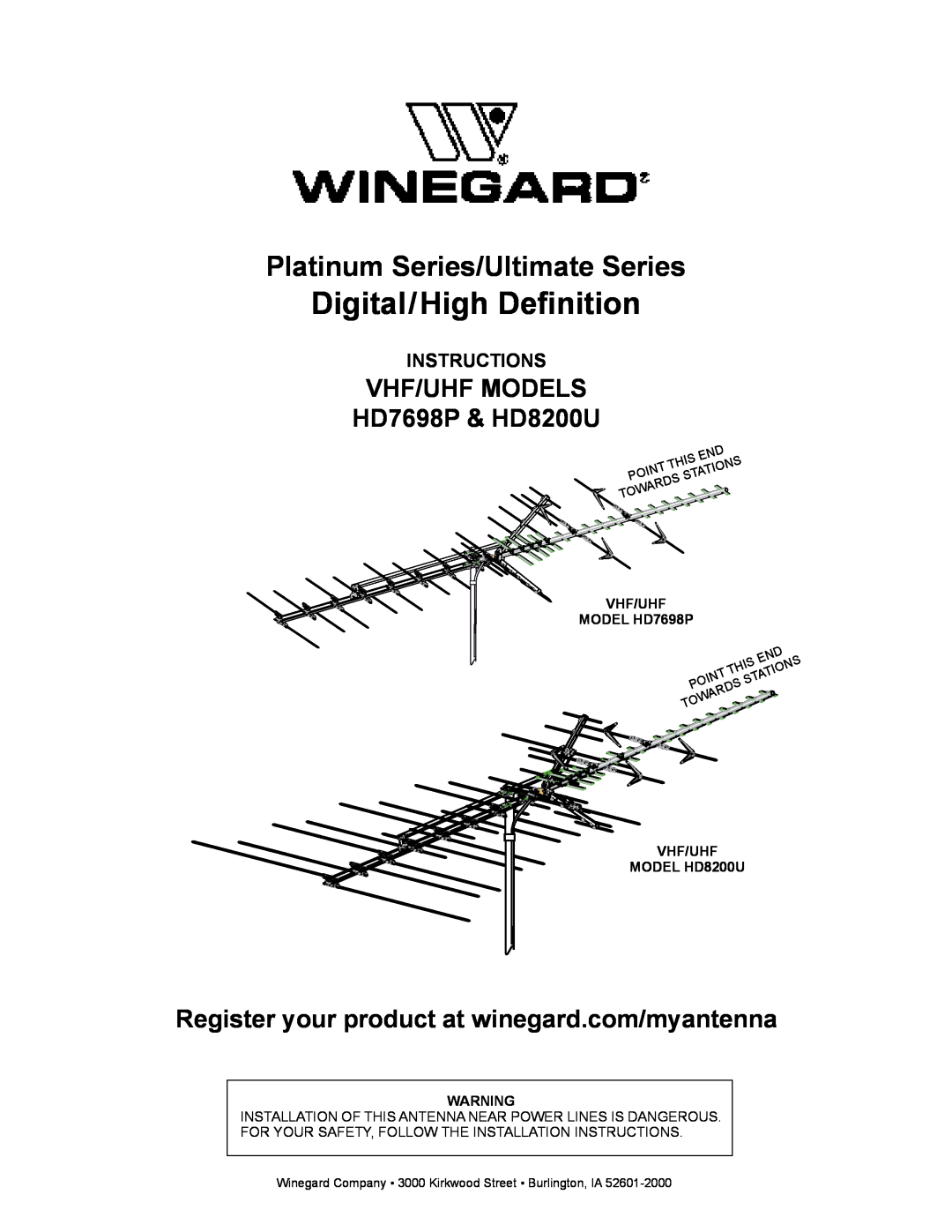 Winegard HD7698P installation instructions Digital/High Definition, Platinum Series/Ultimate Series, Instructions, This 