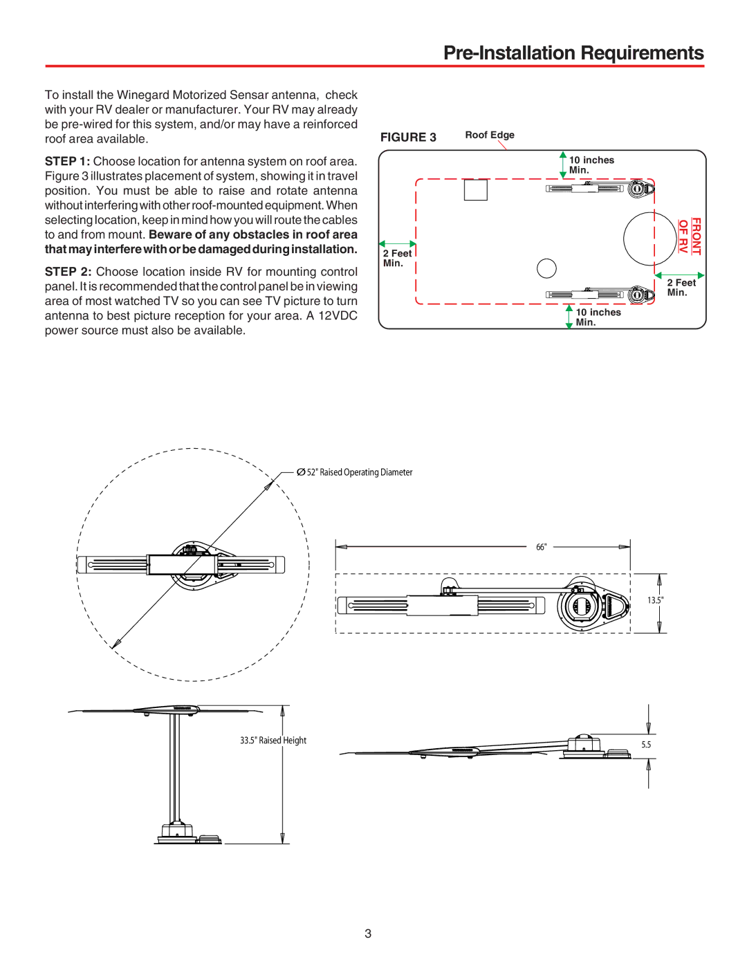 Winegard MA1055W, MA1055G installation manual Pre-Installation Requirements 