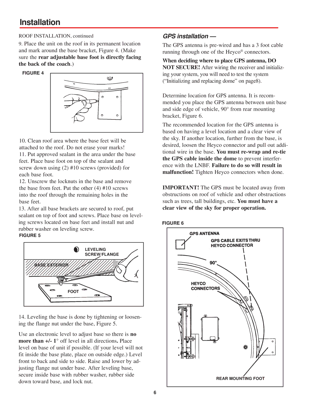 Winegard MV-0055 manual 23456789012345678901234567890126, GPS installation 