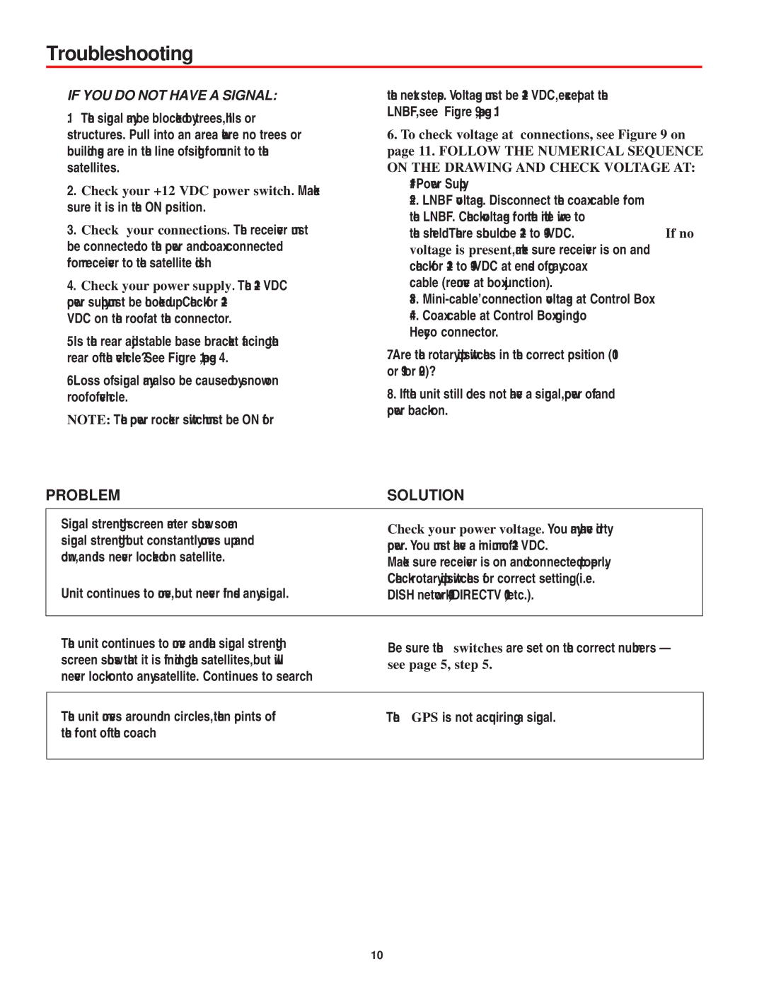 Winegard MV-0500 manual Troubleshooting, If YOU do not have a Signal 