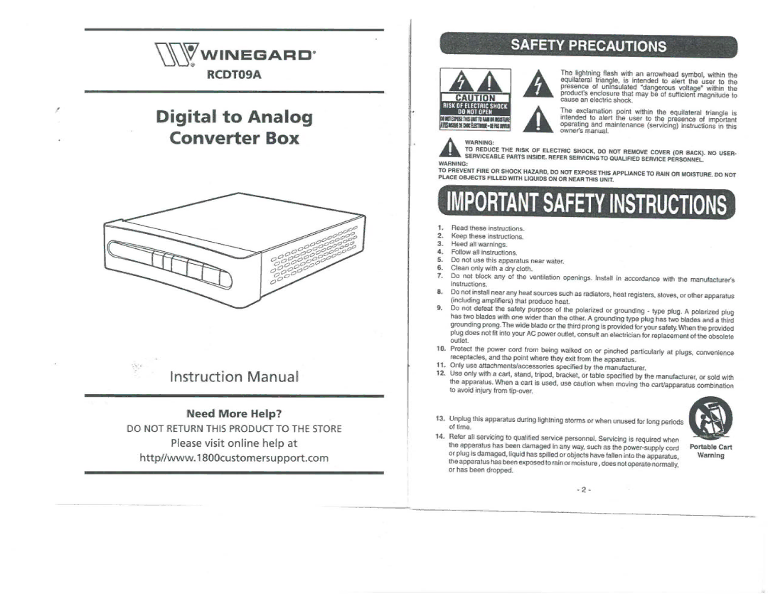 Winegard RCDT09A manual 