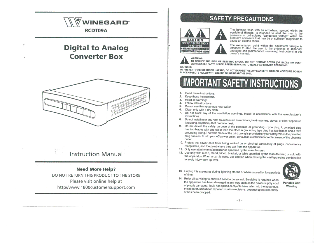 Winegard RCDT09A manual 