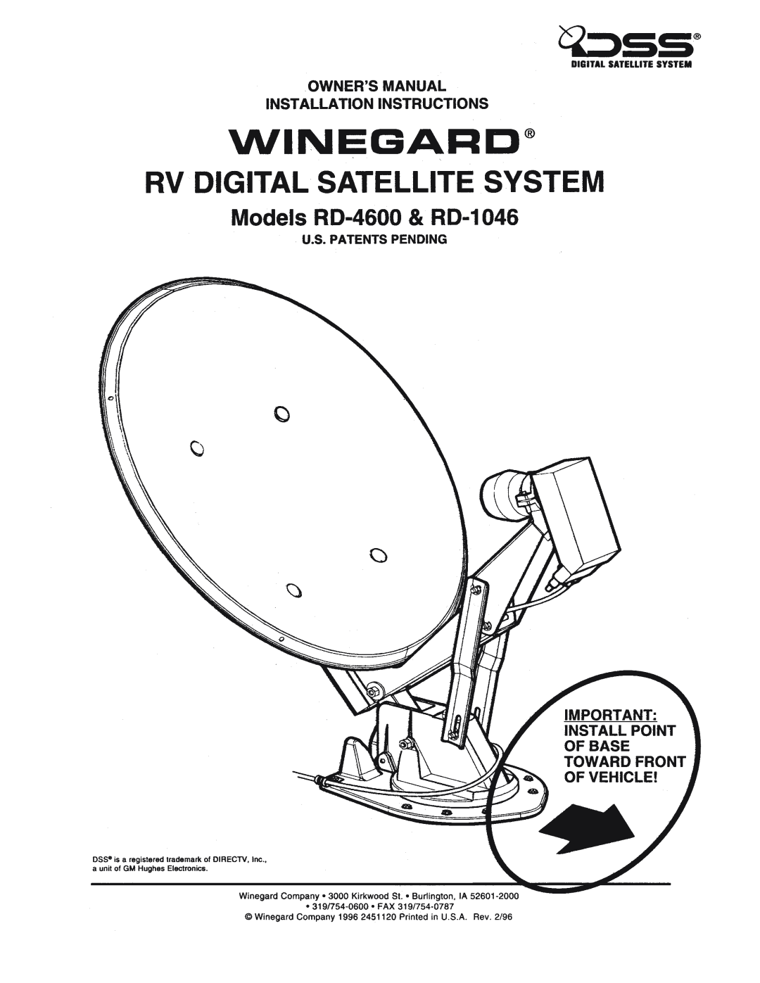 Winegard RD-1046, RD-4600 manual 