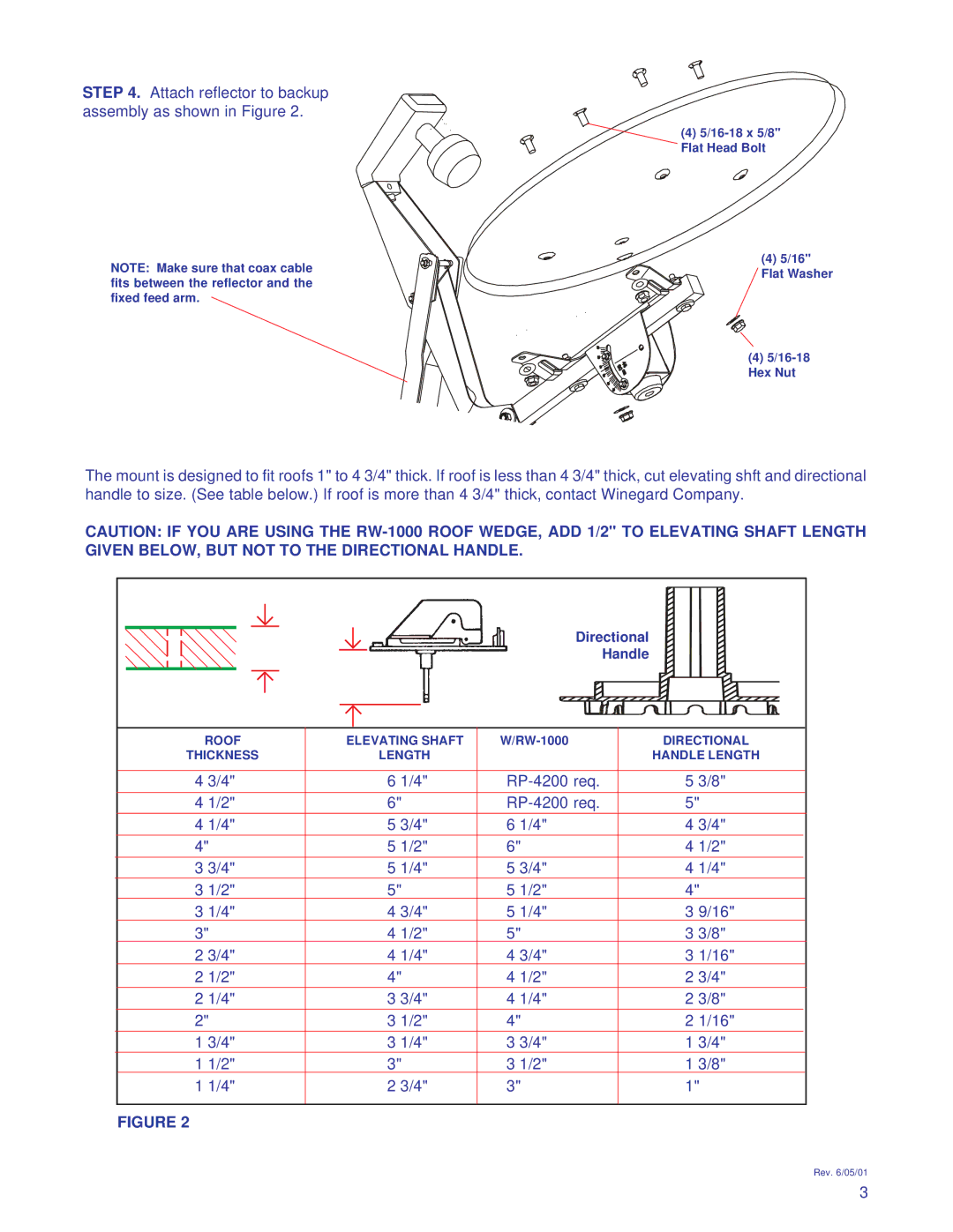 Winegard RD-4646, RD-4600 owner manual Attach reflector to backup assembly as shown in Figure 