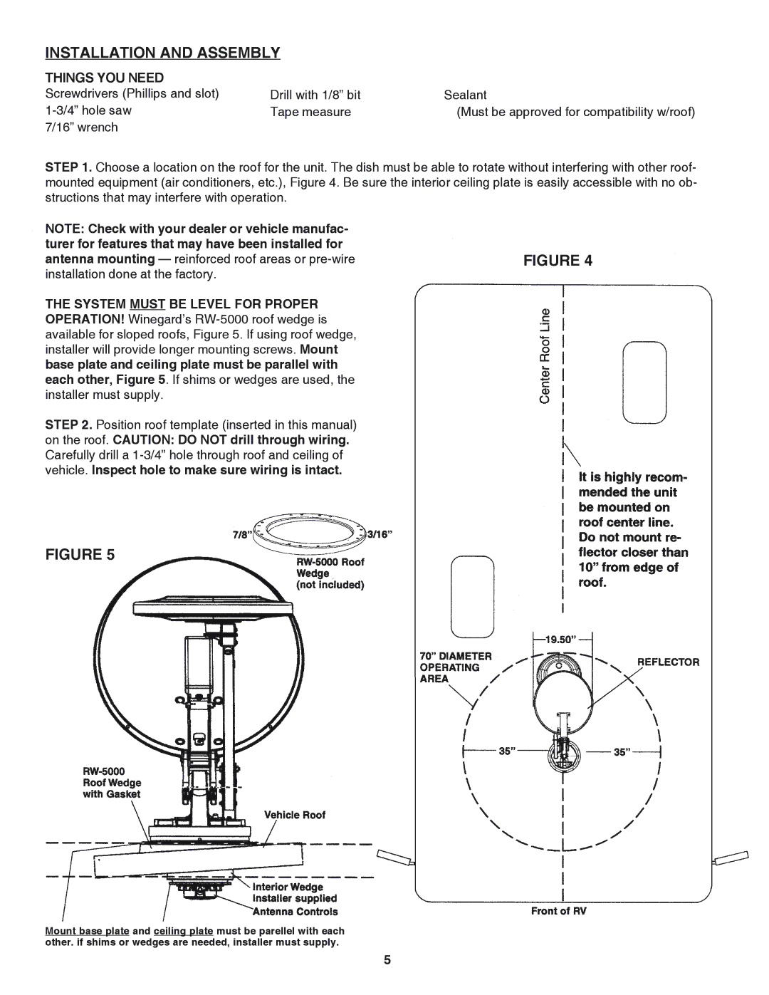 Winegard rm-4610 owner manual Installation and Assembly, Things YOU Need 