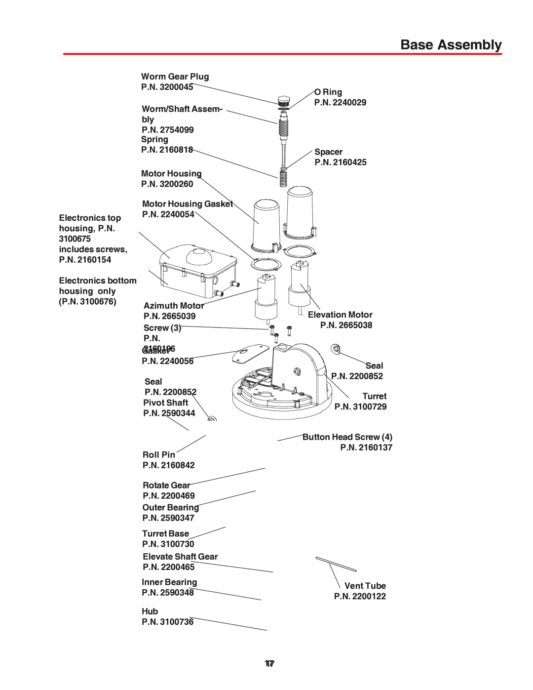 Winegard RM-9947, RM-9946 operation manual Base Assembly 