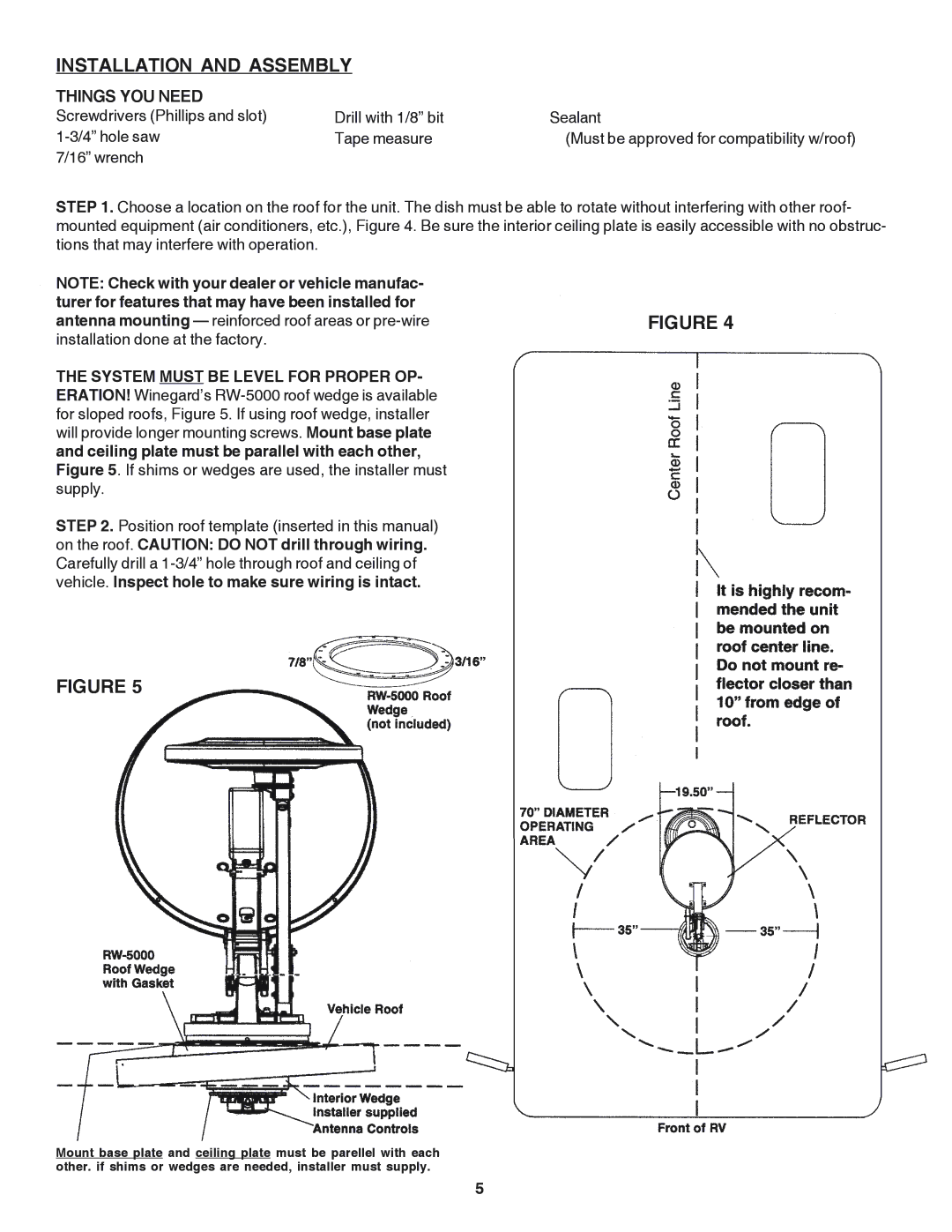 Winegard RM-DM61/DM55 owner manual Installation and Assembly, Things YOU Need 