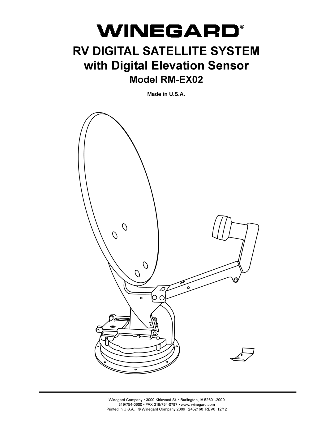 Winegard RM-EX02 manual RV Digital Satellite System 